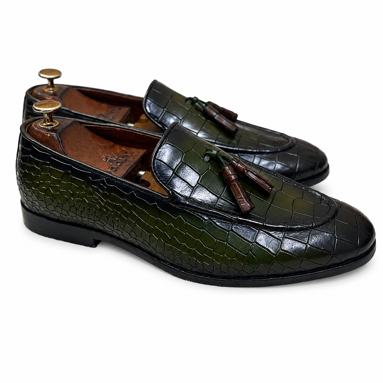 The Emerald Croco Tassel Loafers