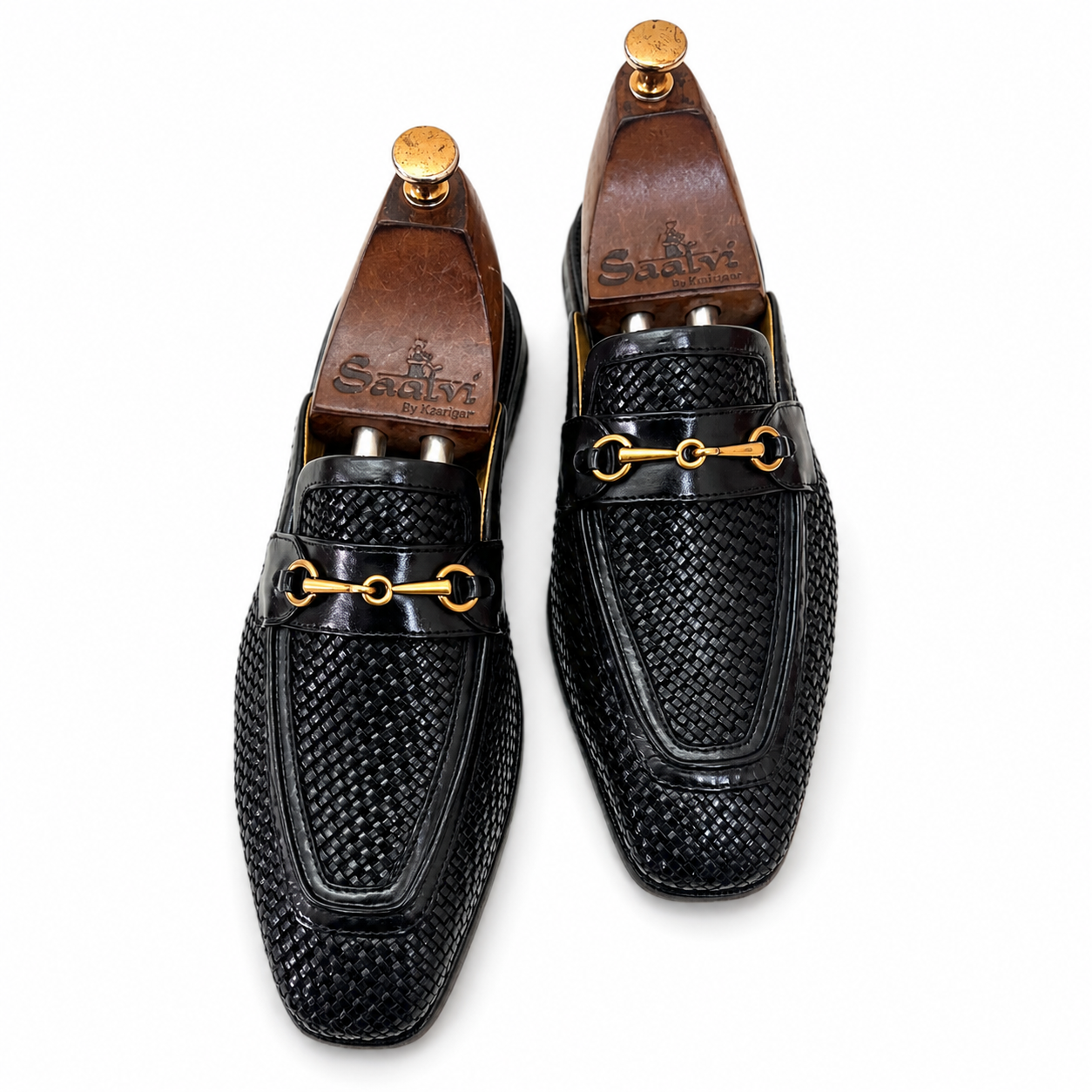 Noir Equestrian Woven Horsebit Mules