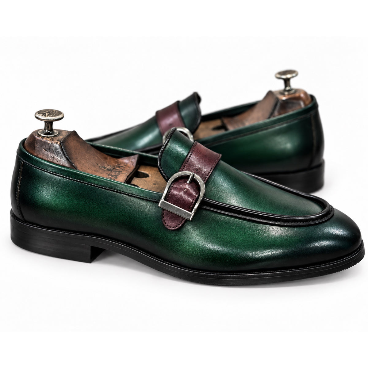 Emerald Bordeaux Buckle Loafers