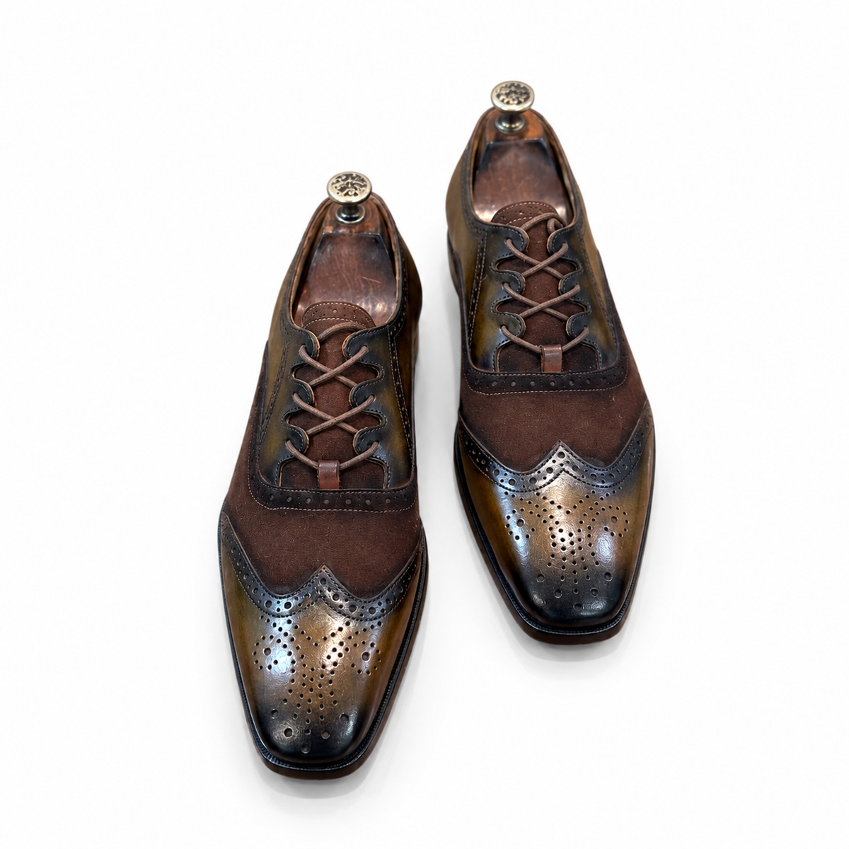 Veyron Olive-Brown Wingtip Oxfords