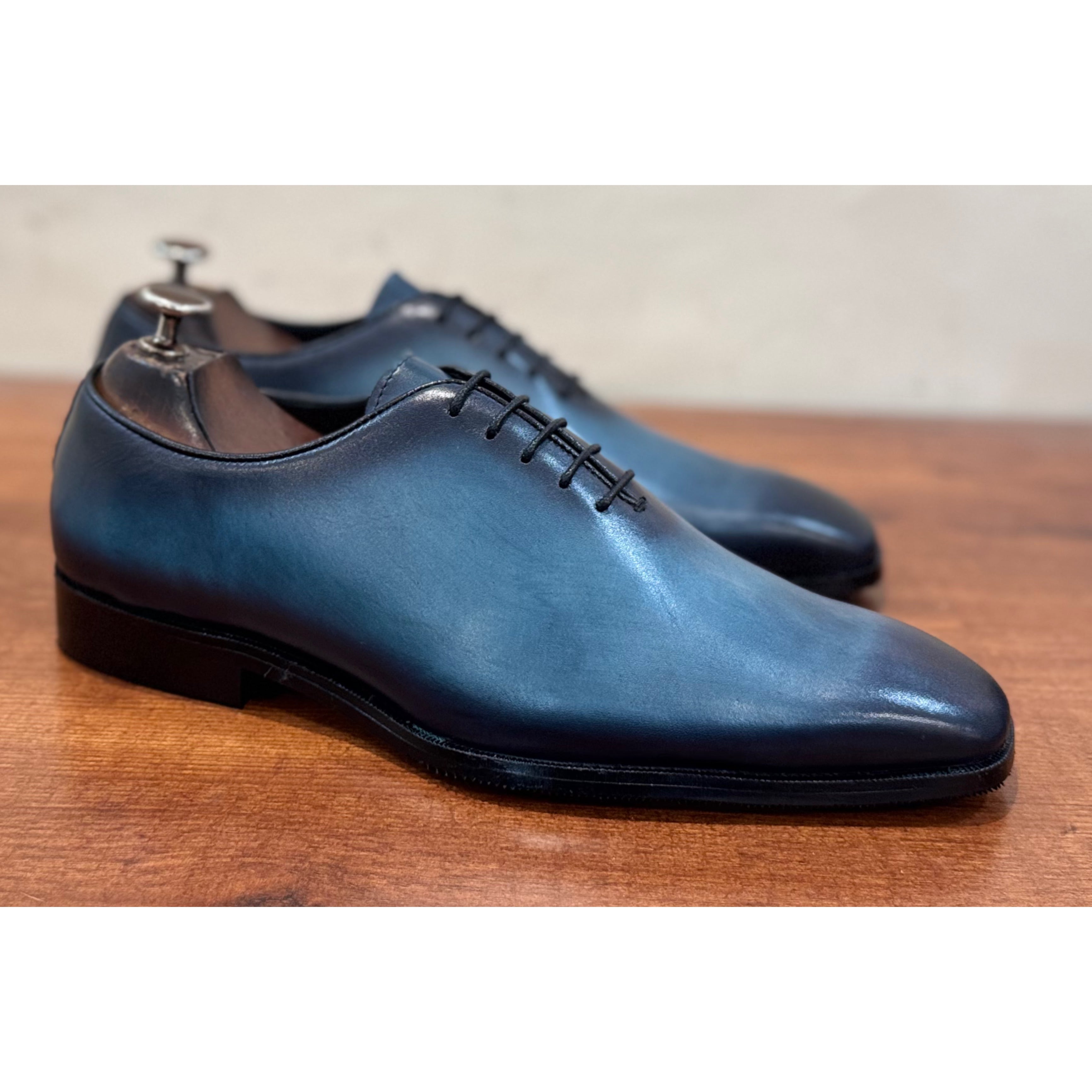 Aqua Wholecut Hand Patina Oxfords