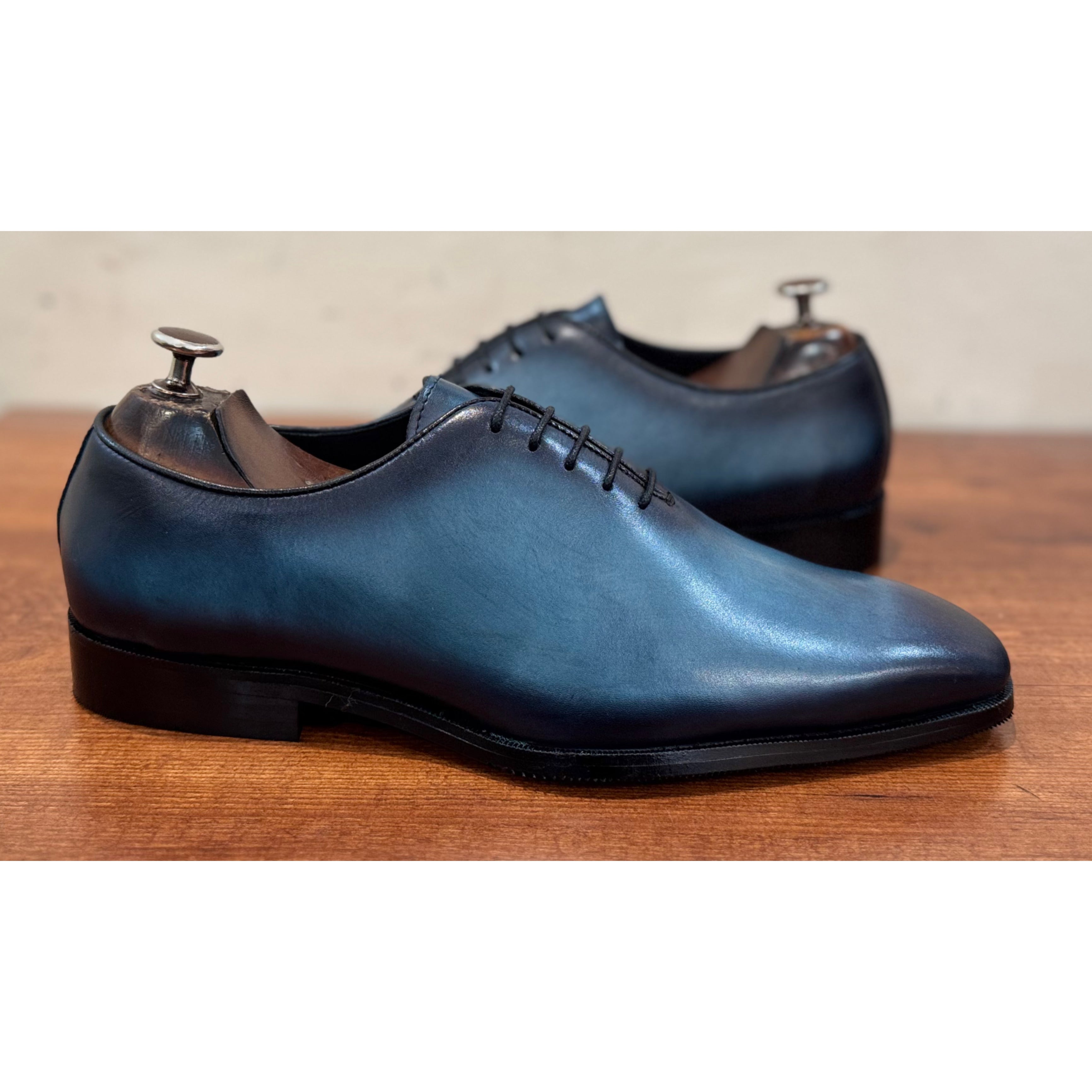 Aqua Wholecut Hand Patina Oxfords