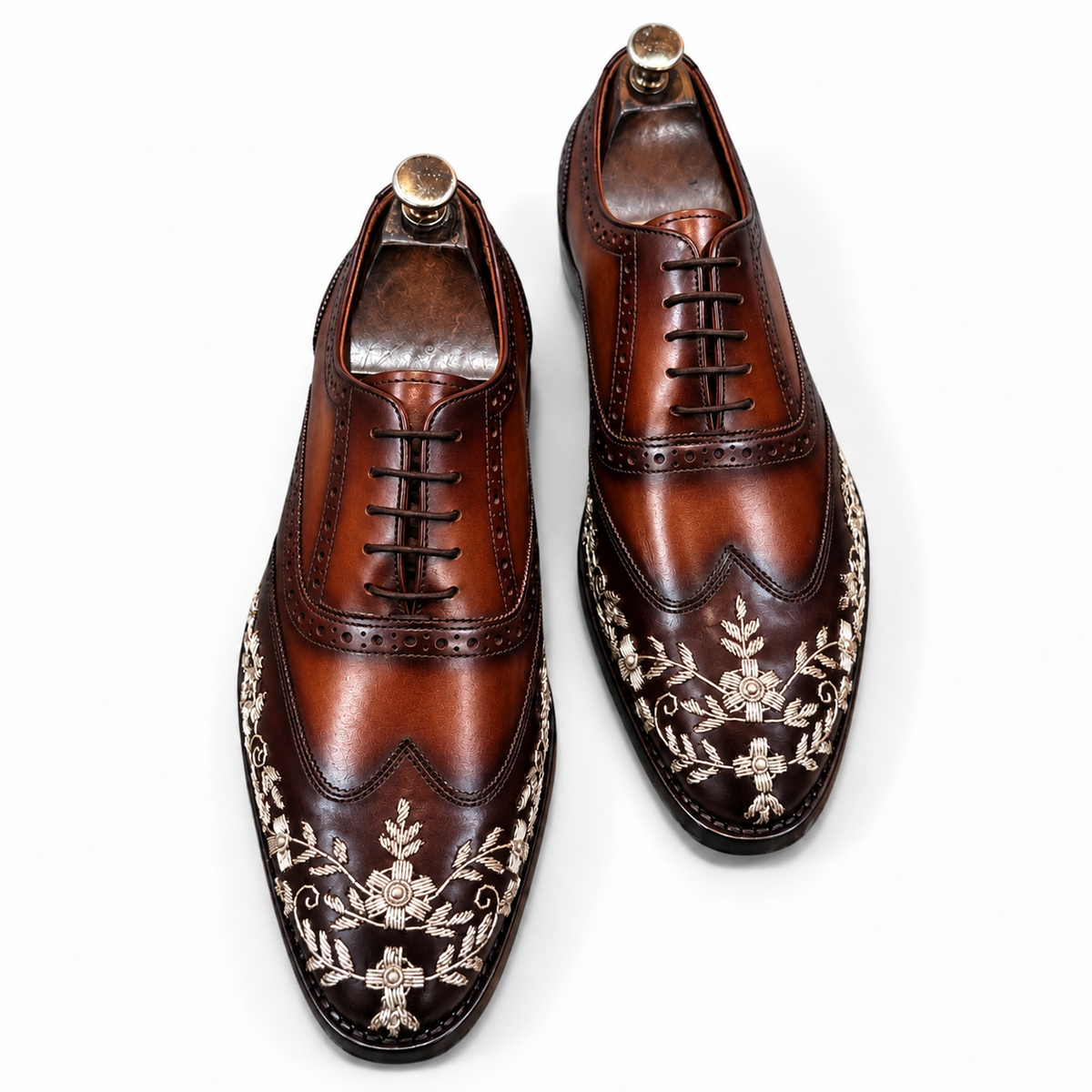Regent Nocturne — Brown Embroidered Wingtip Oxford