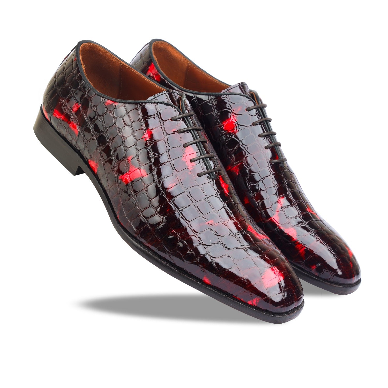 Patent Bordo Croco Wholecut Oxfords