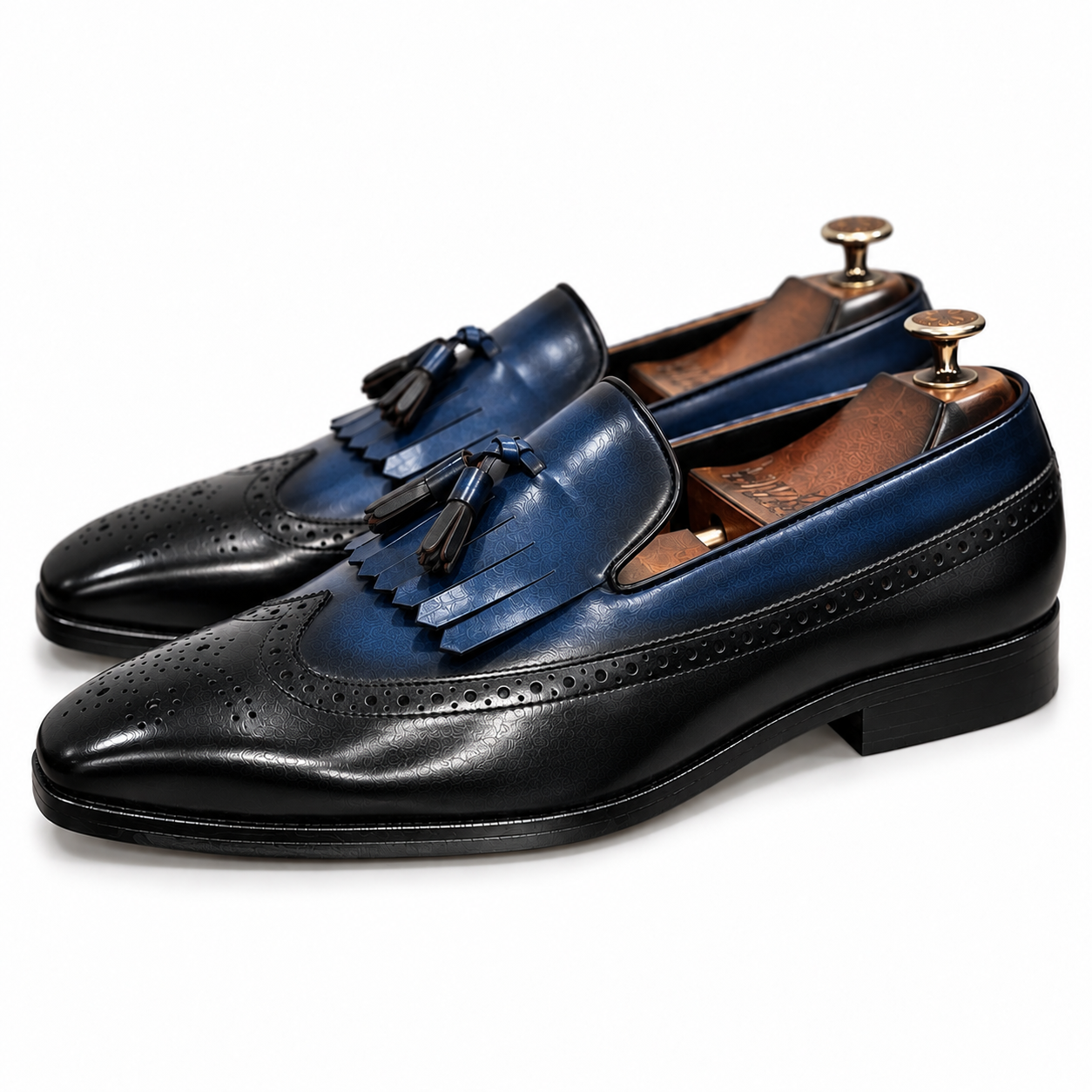 Midnight Blue Noir Kiltie Tassel Loafers