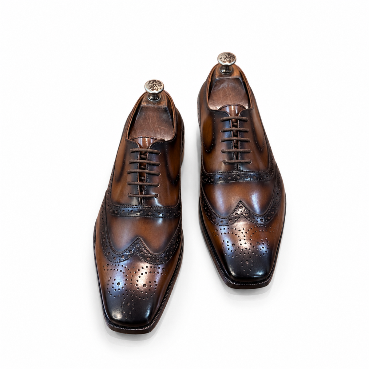 Saalvi Cognac Sovereign Hand-Patina Brogues