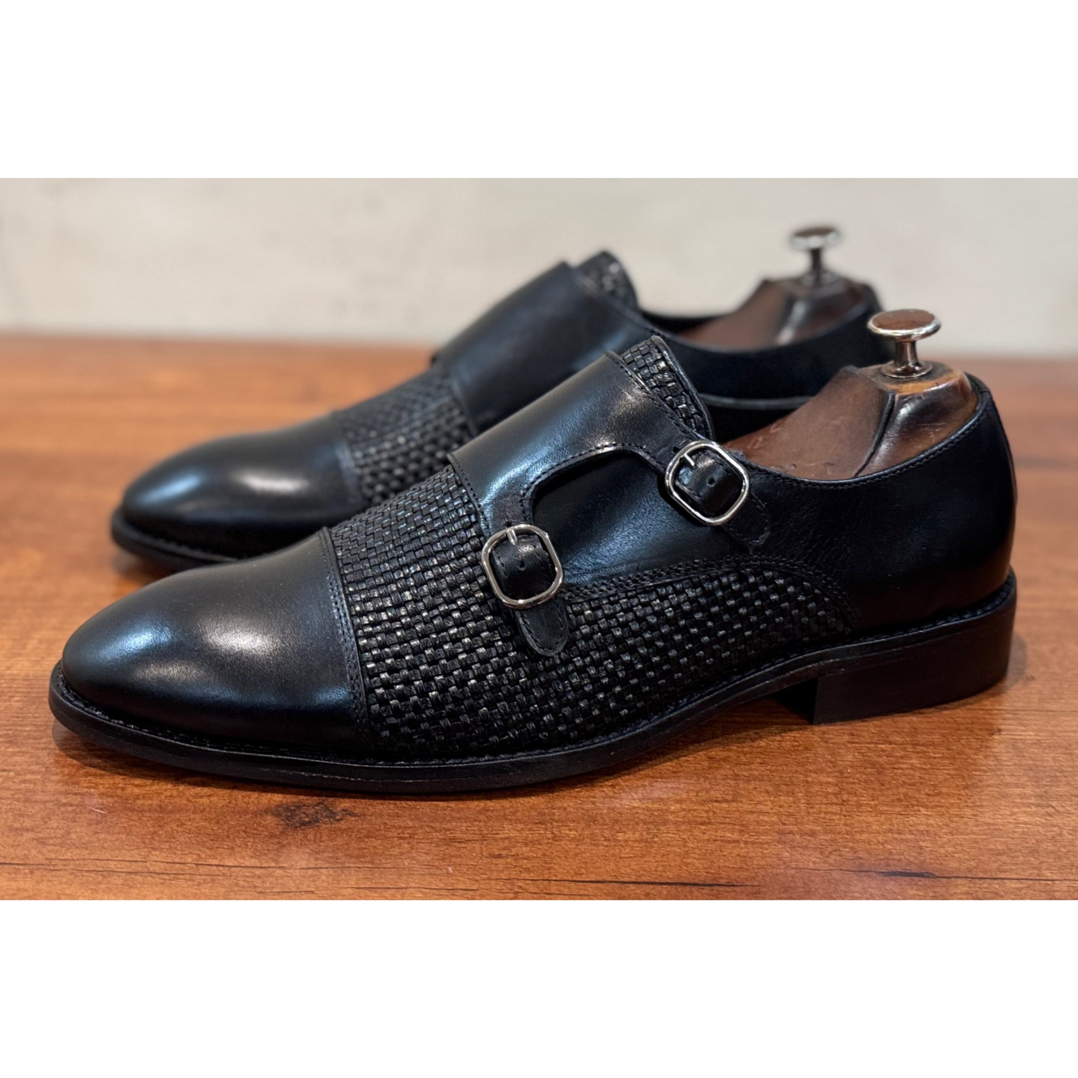 Black Double Monk Strap