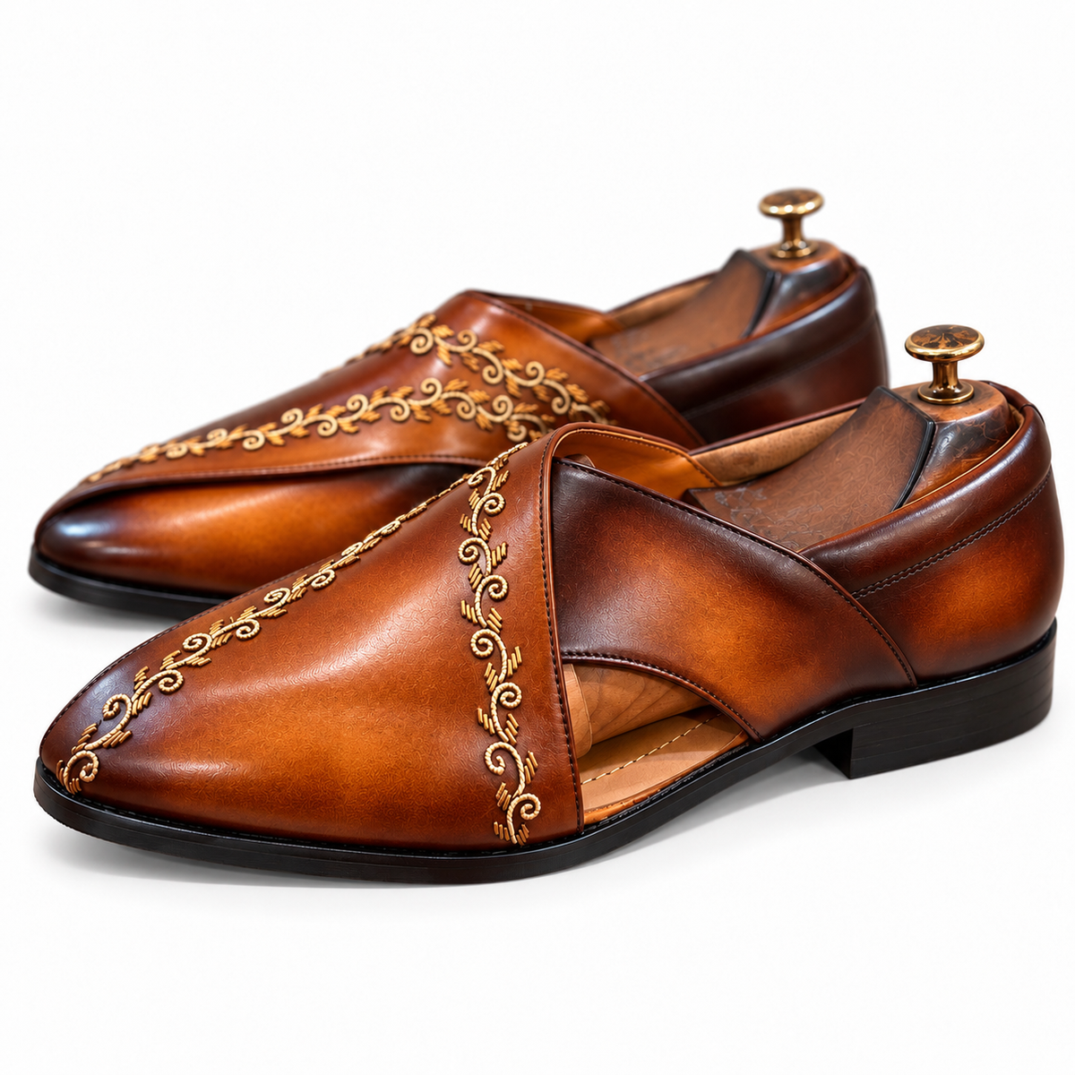 Peshwari Royale – Handcrafted Tan Leather Peshwari Sandals