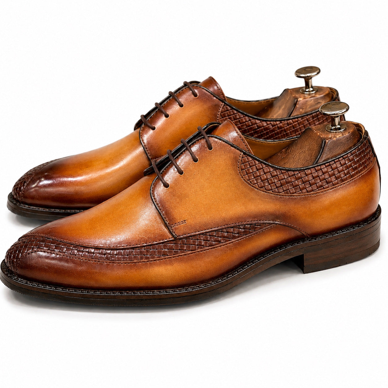 Sienna Tan Woven Leather Derby