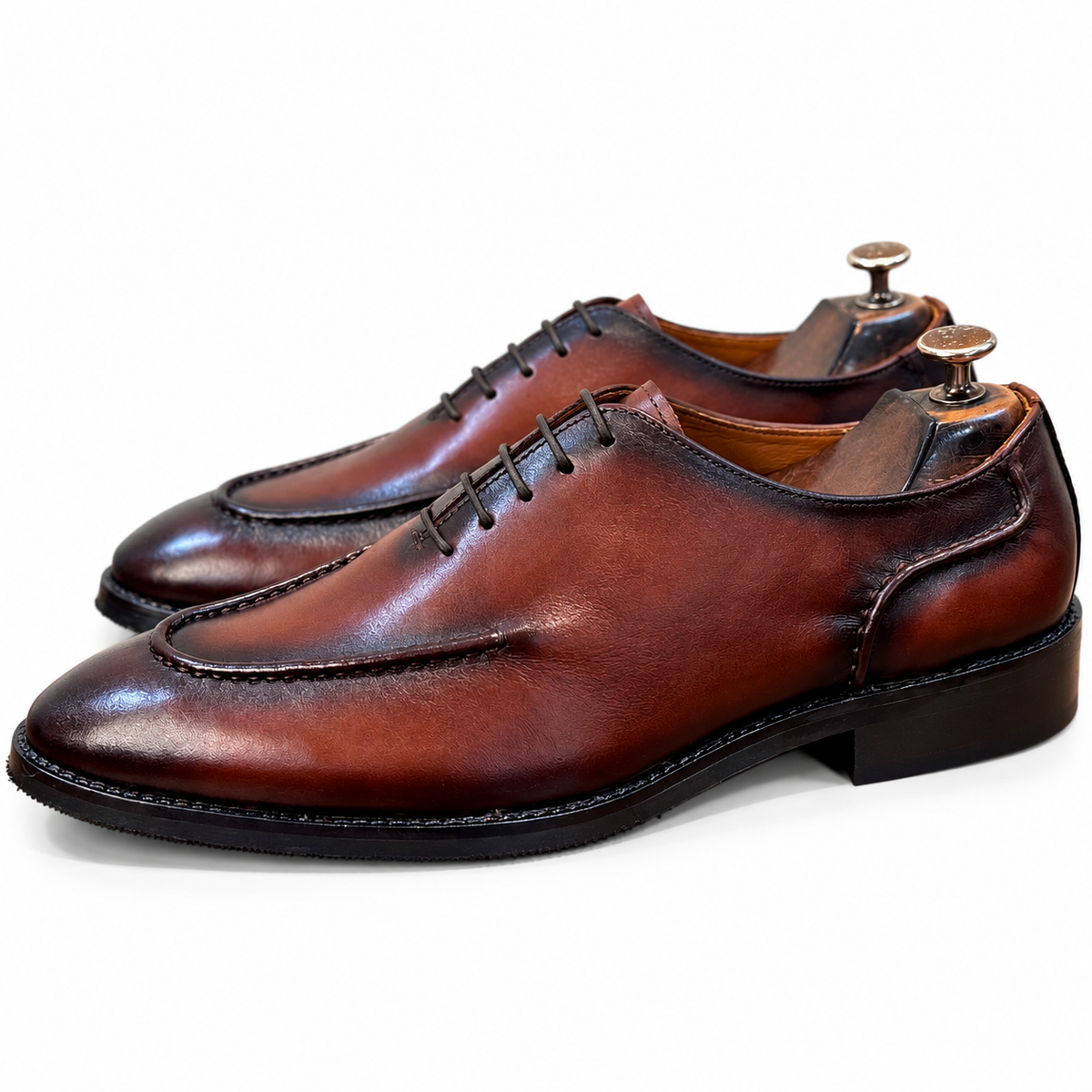 Espresso Aureum Apron-Toe Lace-Up Shoes