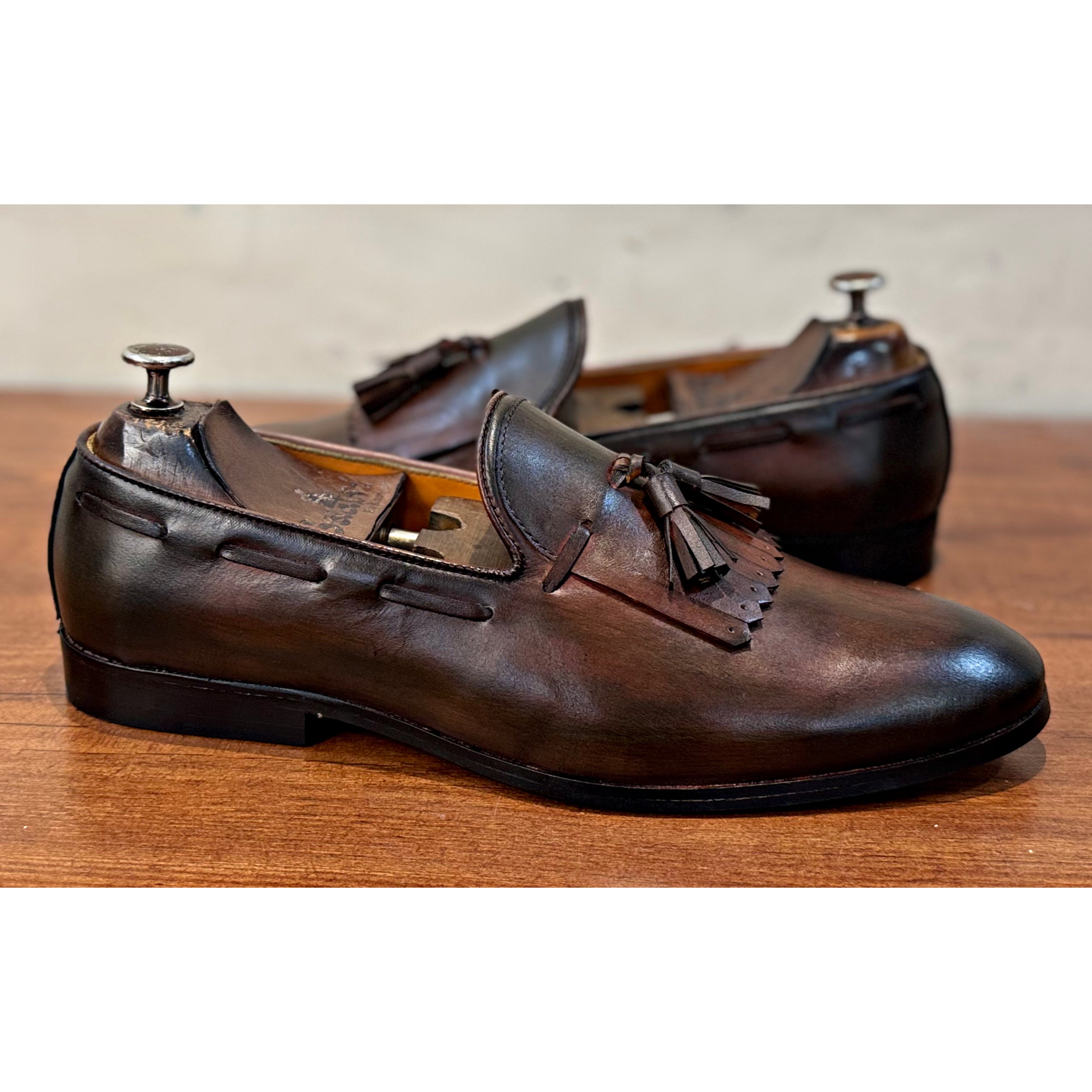 Brown Fringe Loafers With Fringes & Tassels