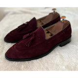 Bordo Suede Loafers With Tassels