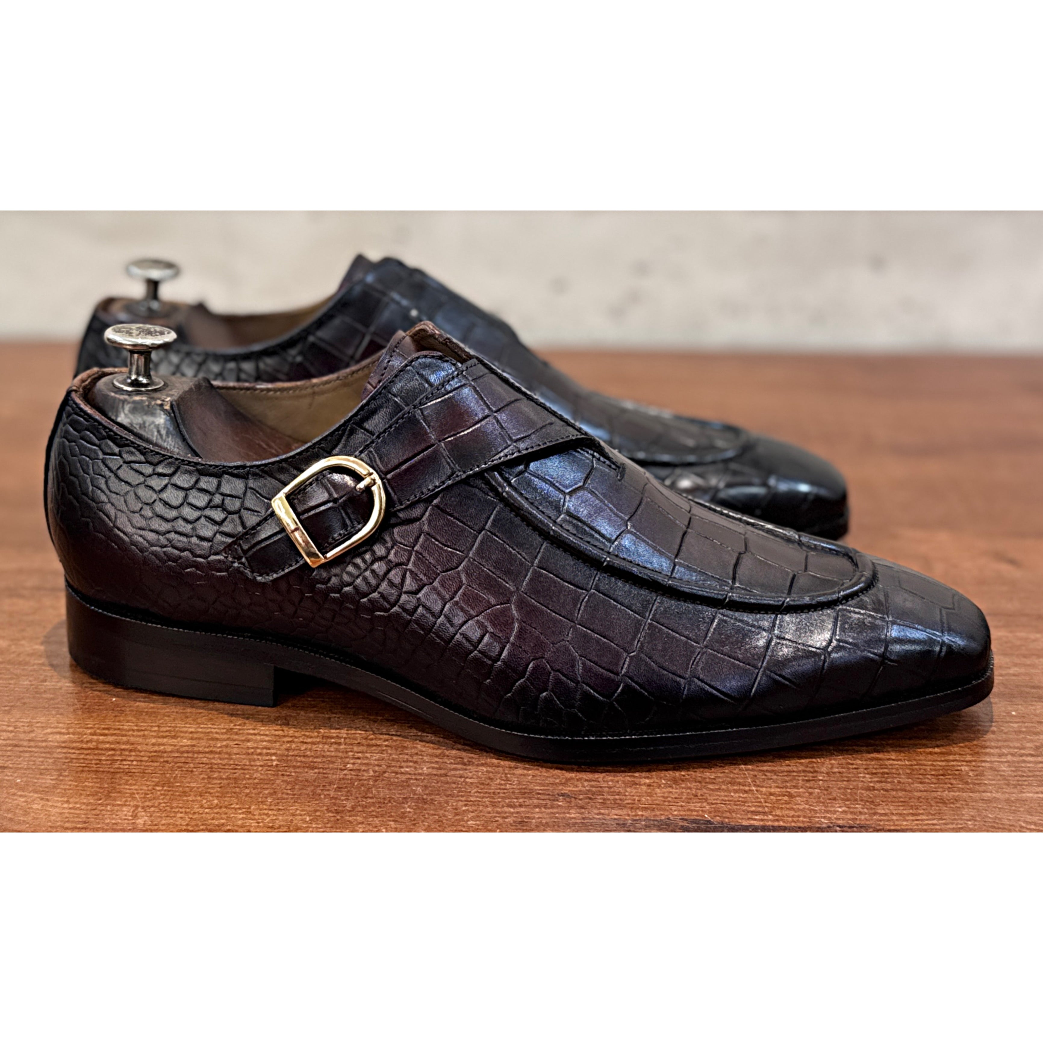 British Pointed Toe Single Monk – Dark Brown
