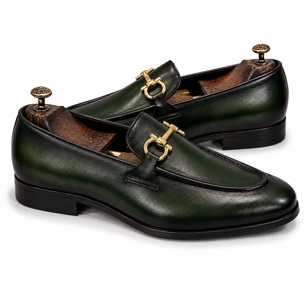 Forest Green Horsebit Leather Loafers