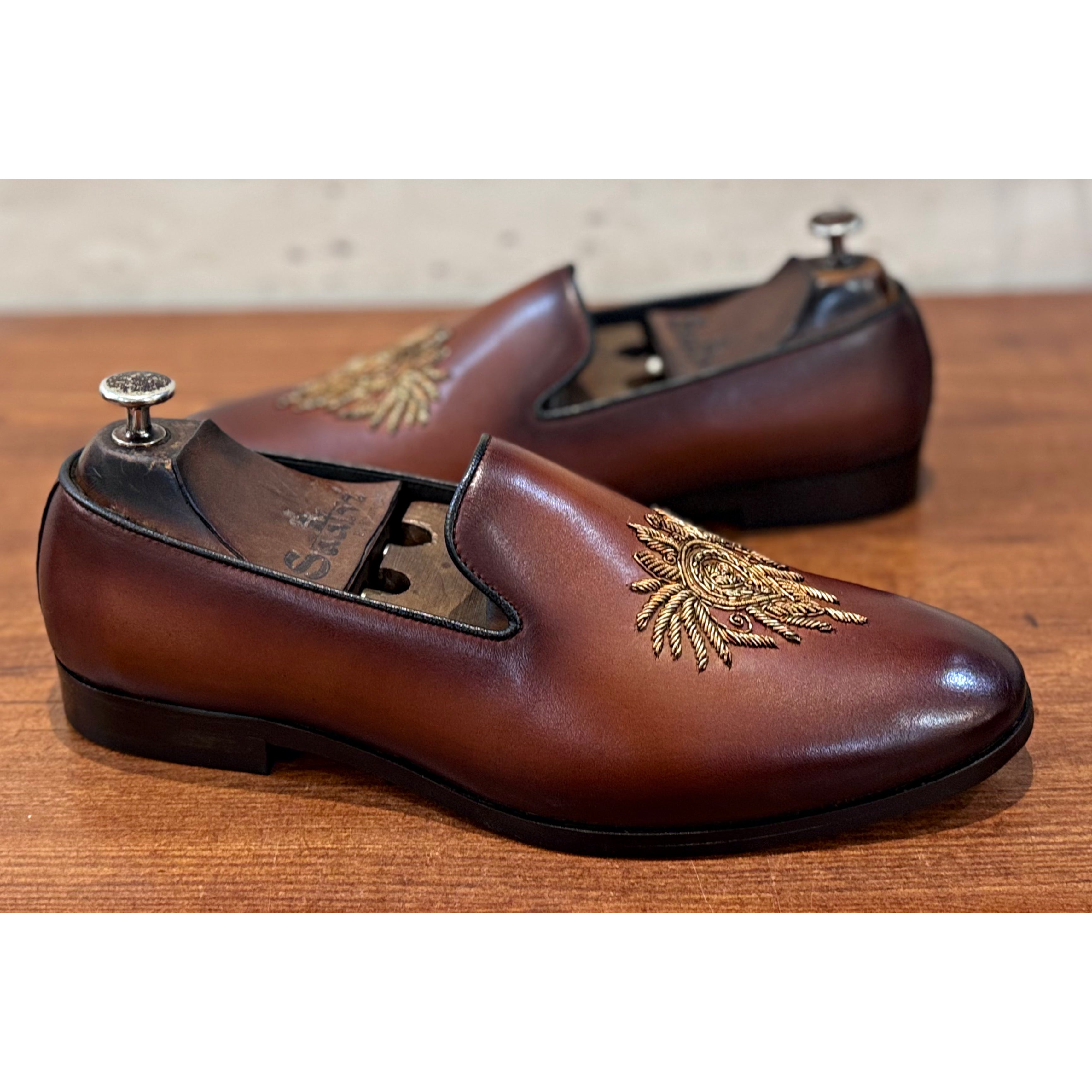Aarambh - Embroidery Slipons Brown