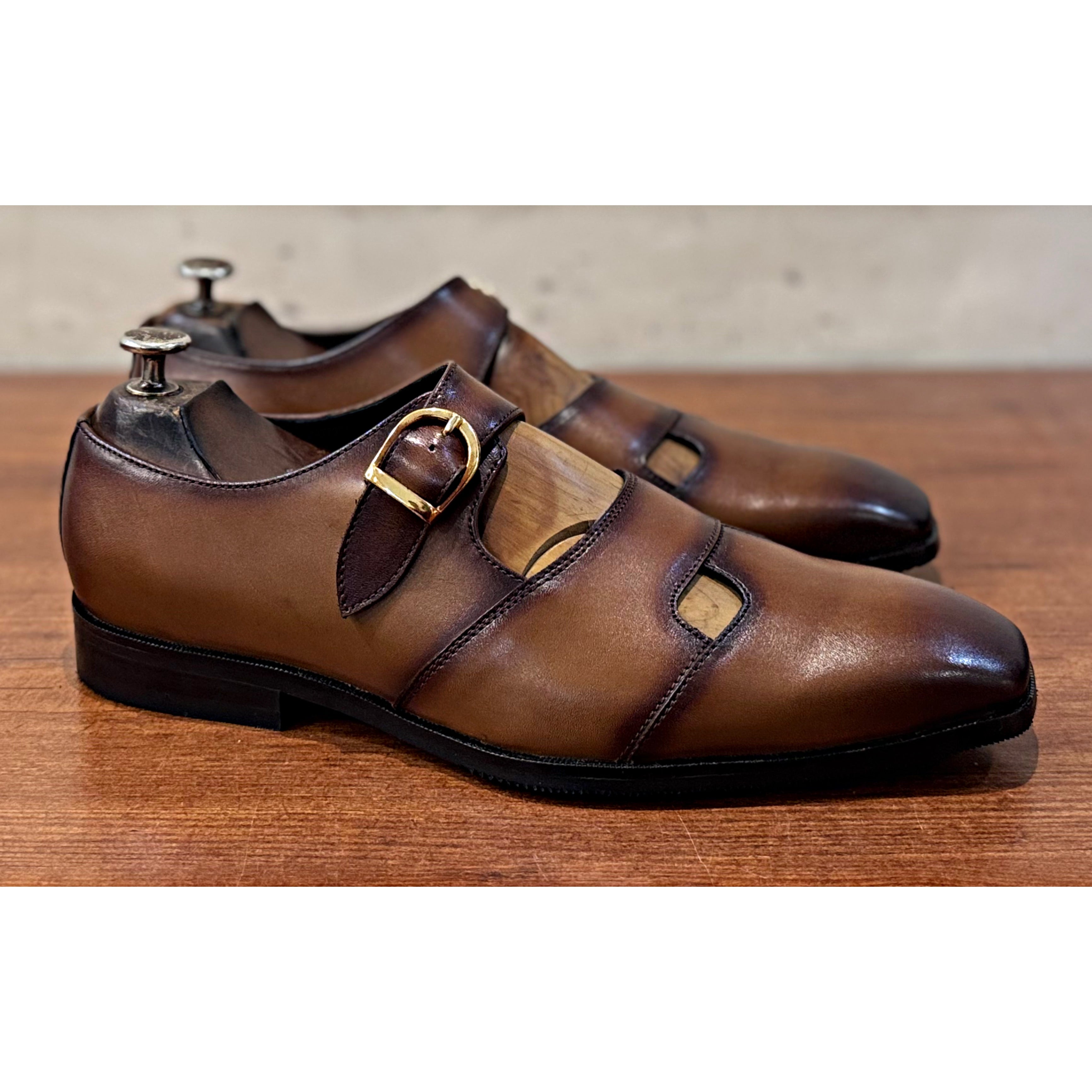 Tan Mirror Glossed Sandals