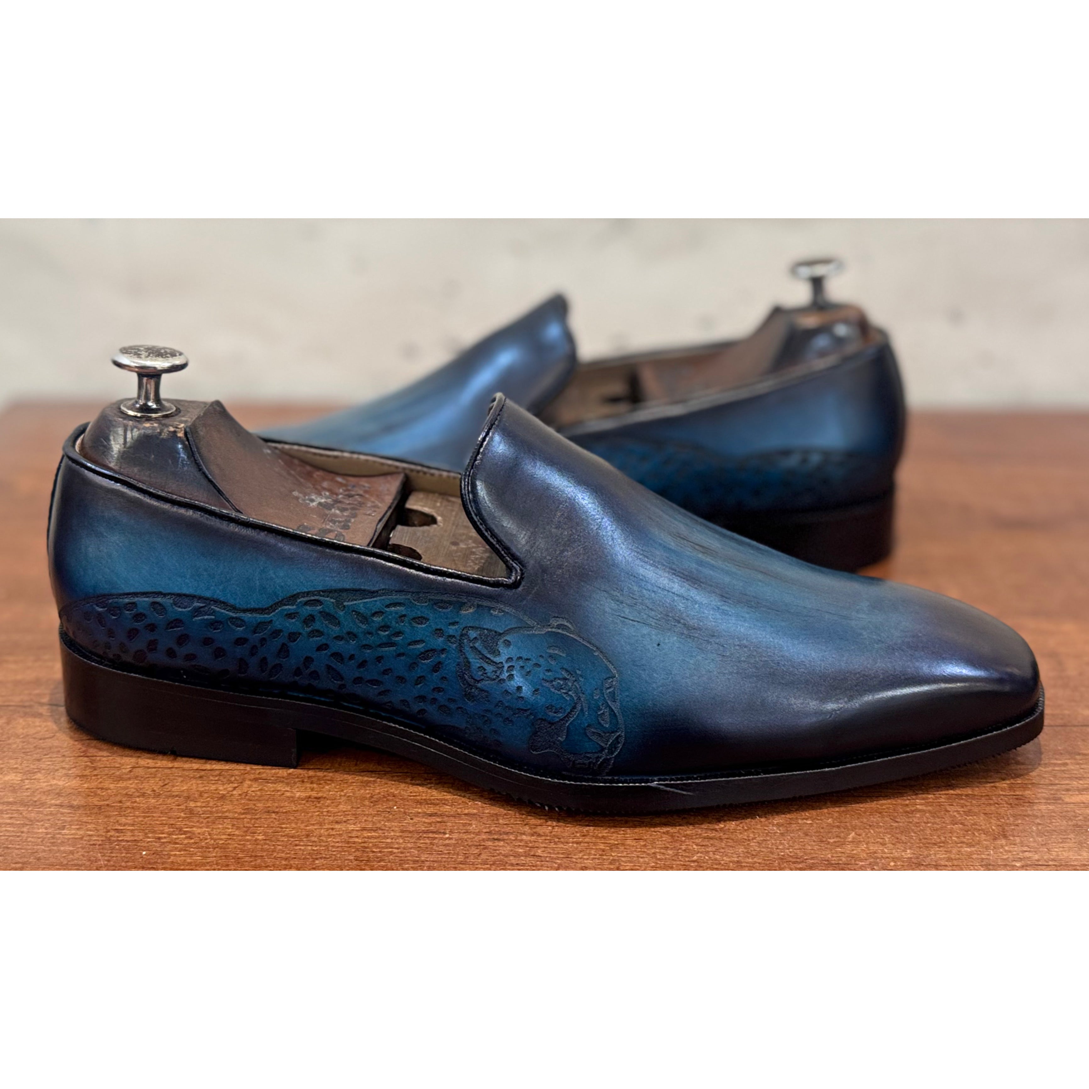 Blue Hand Patina Loafers Tiger