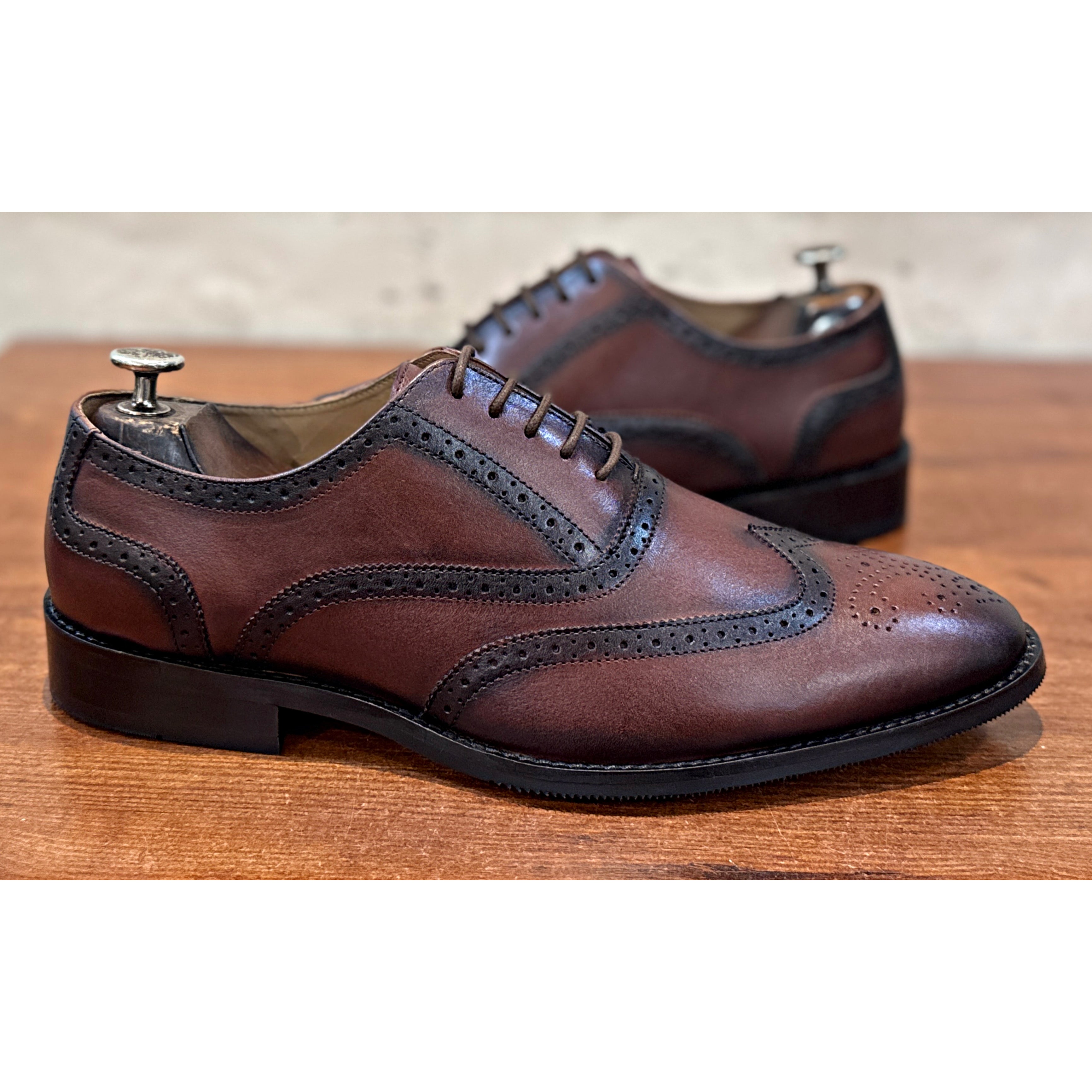 The Windsor Brogue Oxford – Burnished Brown Leather Dress Shoes