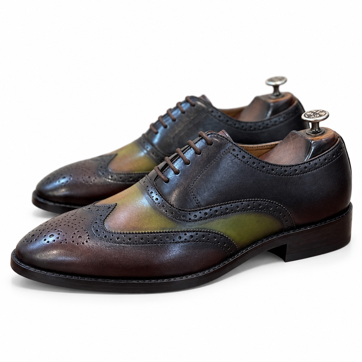 Olive Noir Two-Tone Wingtip Oxfords