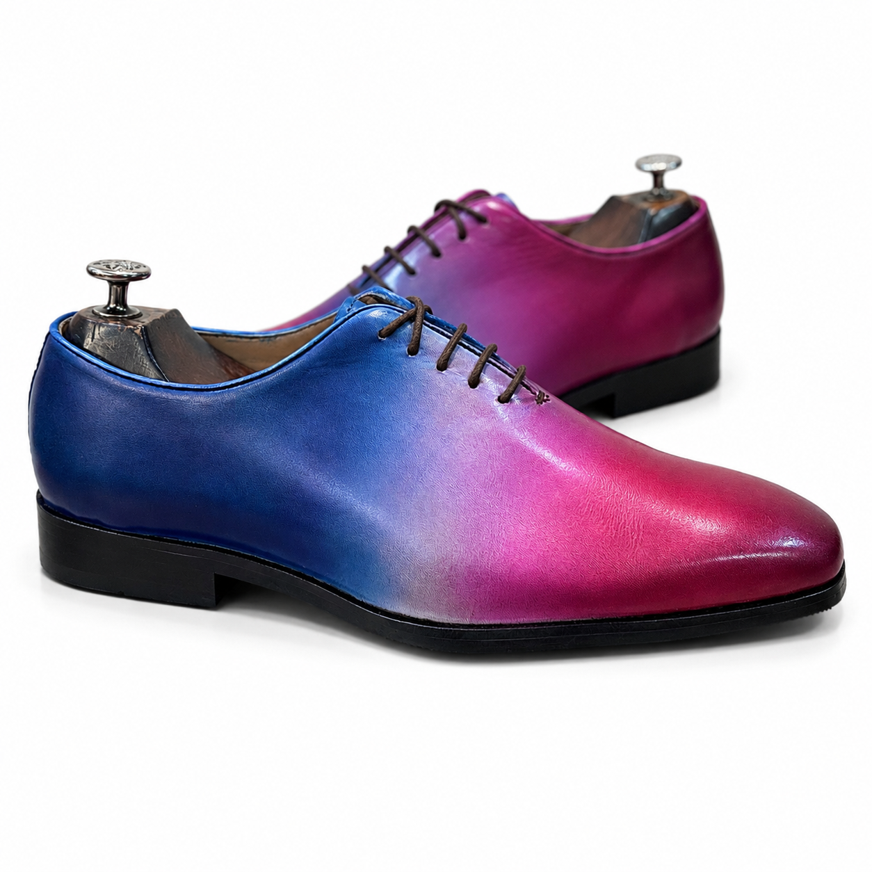 Aurora Gradient Oxford Shoes | Luxury Blue & Burgundy Leather Oxfords