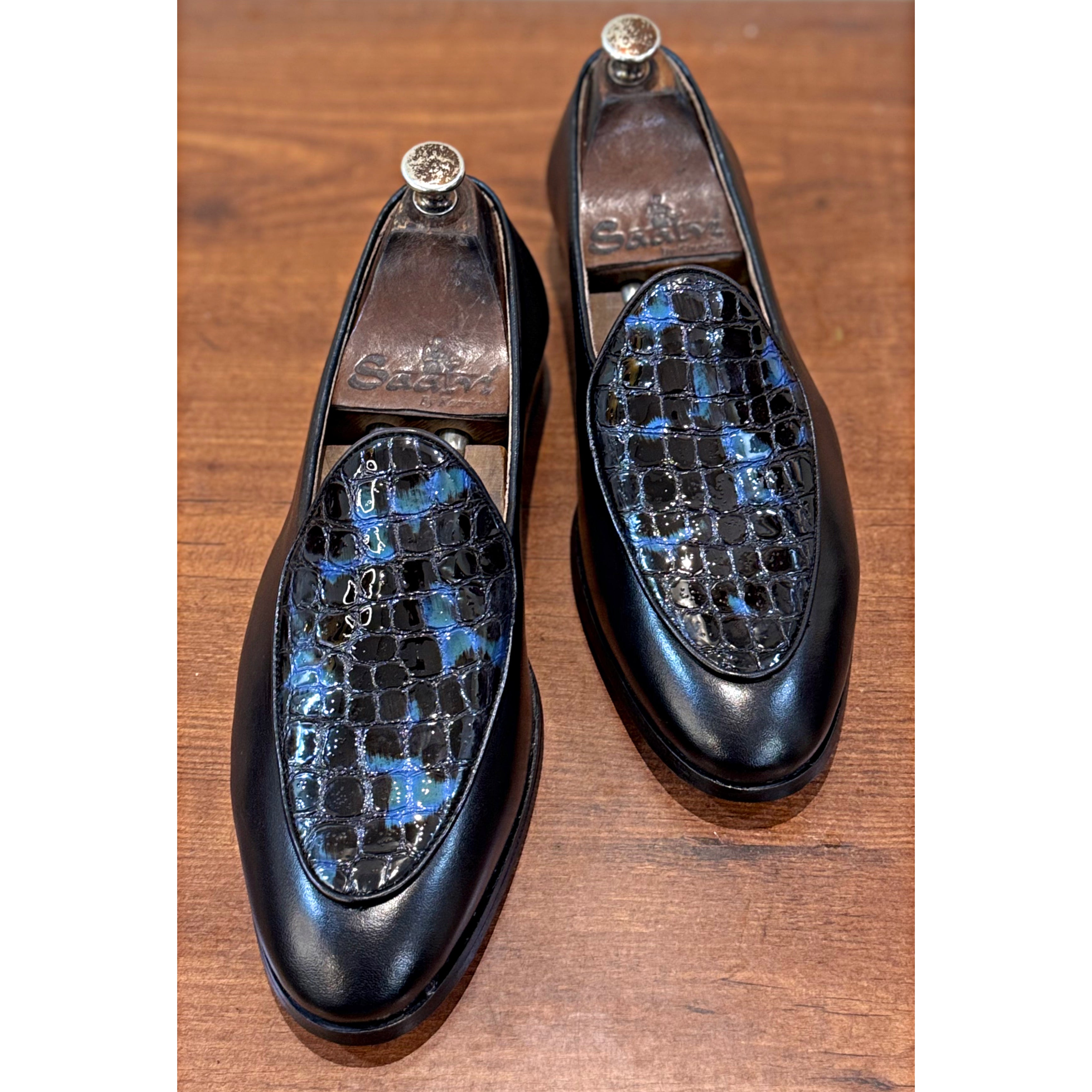 Belgian Loafer With Patent Croco