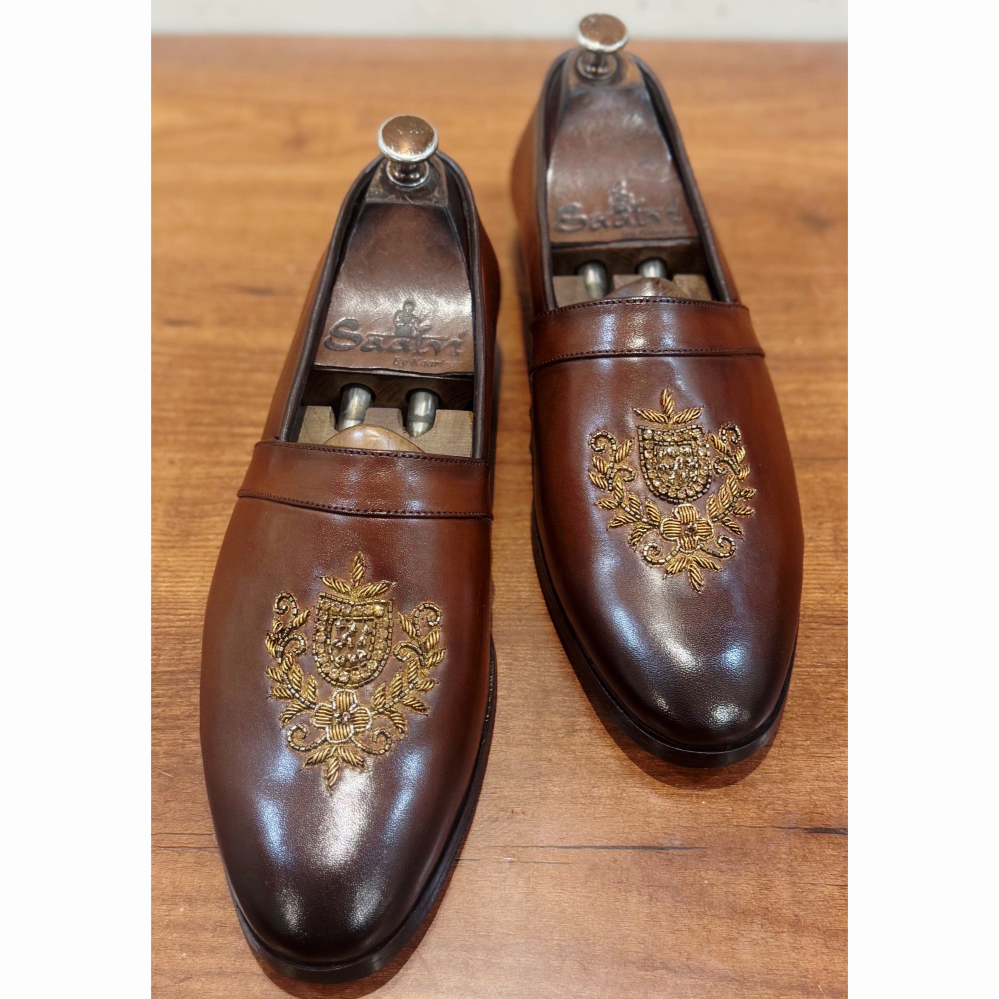 Zardosi Slip-on Shoes Brown