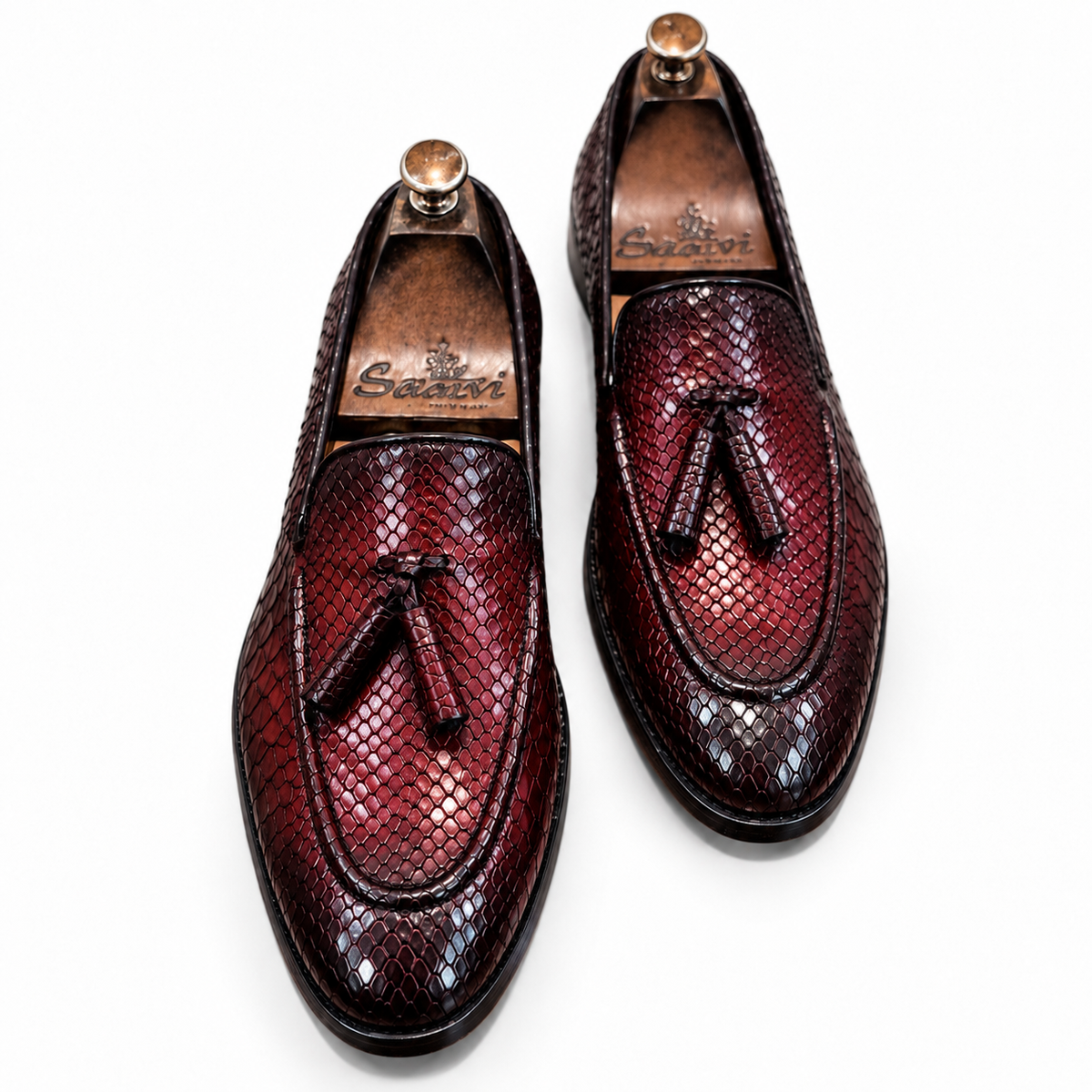 Crimson Serpente Royale Tassel Loafers