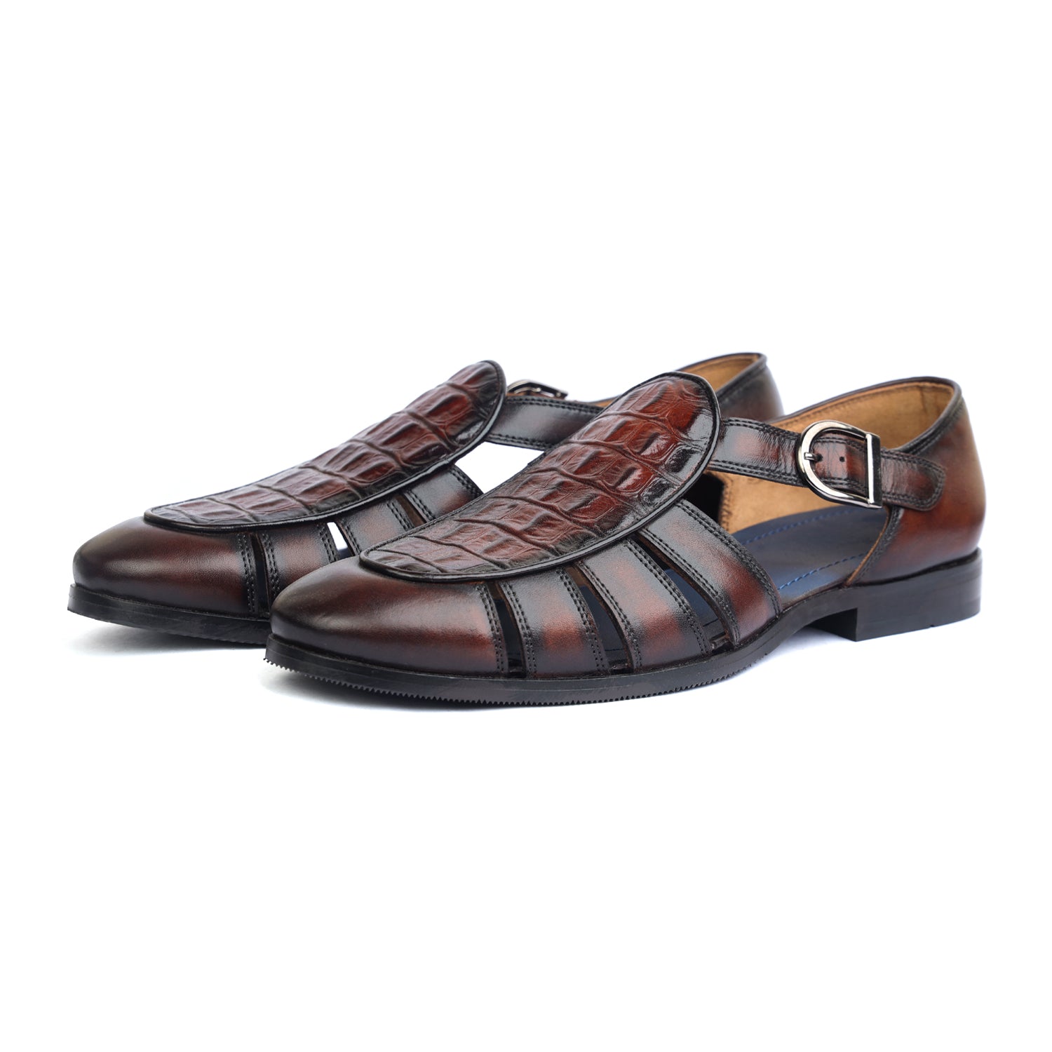 Brown Roman Sandal Croco