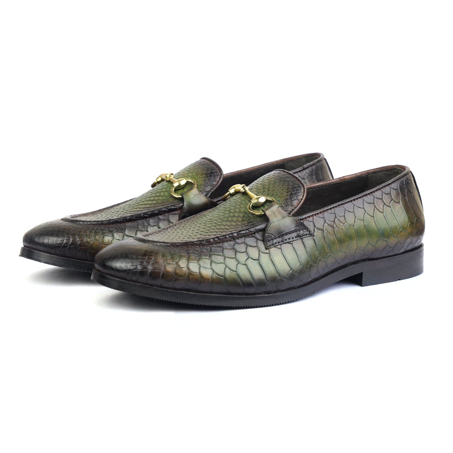 Python Embossed Loafers Green