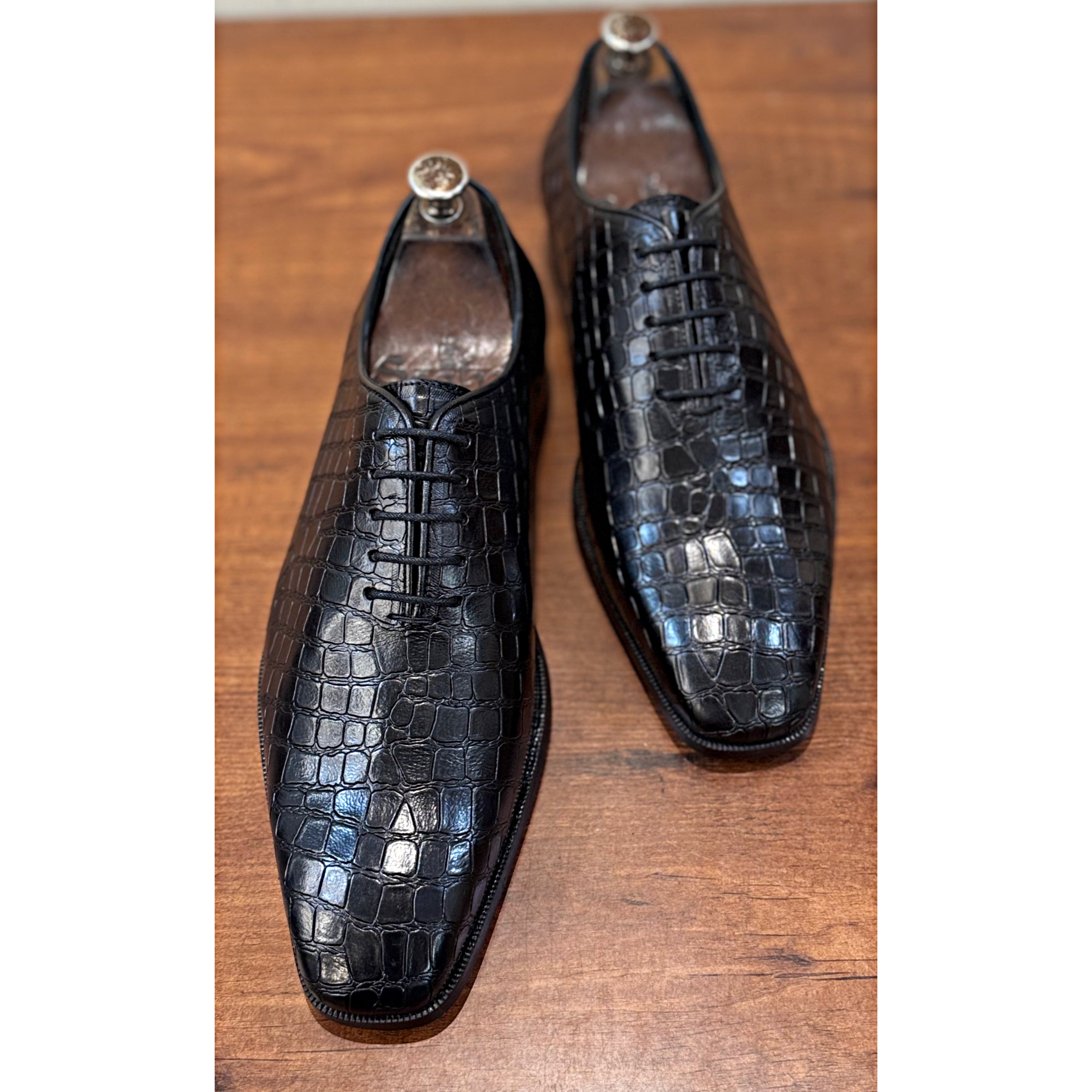 Wholecut Oxfords Black Croco