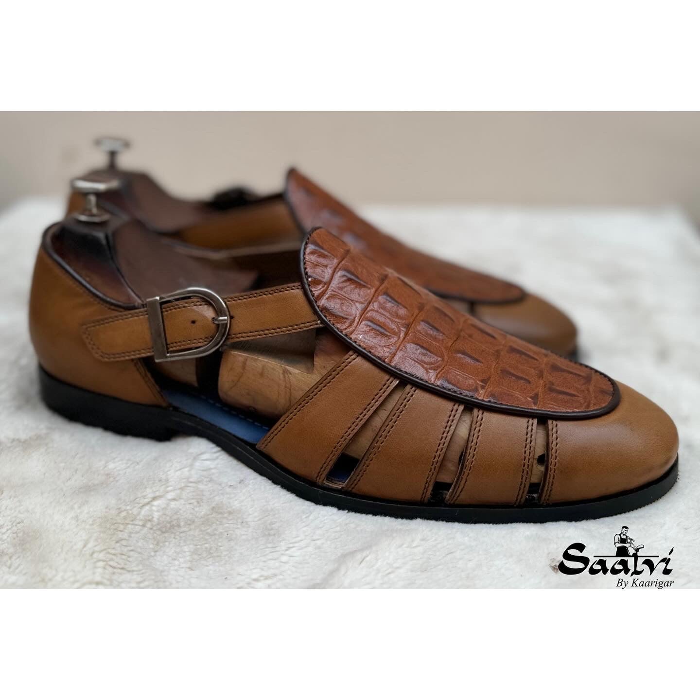 Tan Roman Sandal Croco