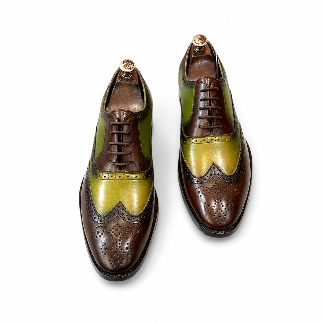 Olive Green & Brown Wingtip Brogue Oxfords