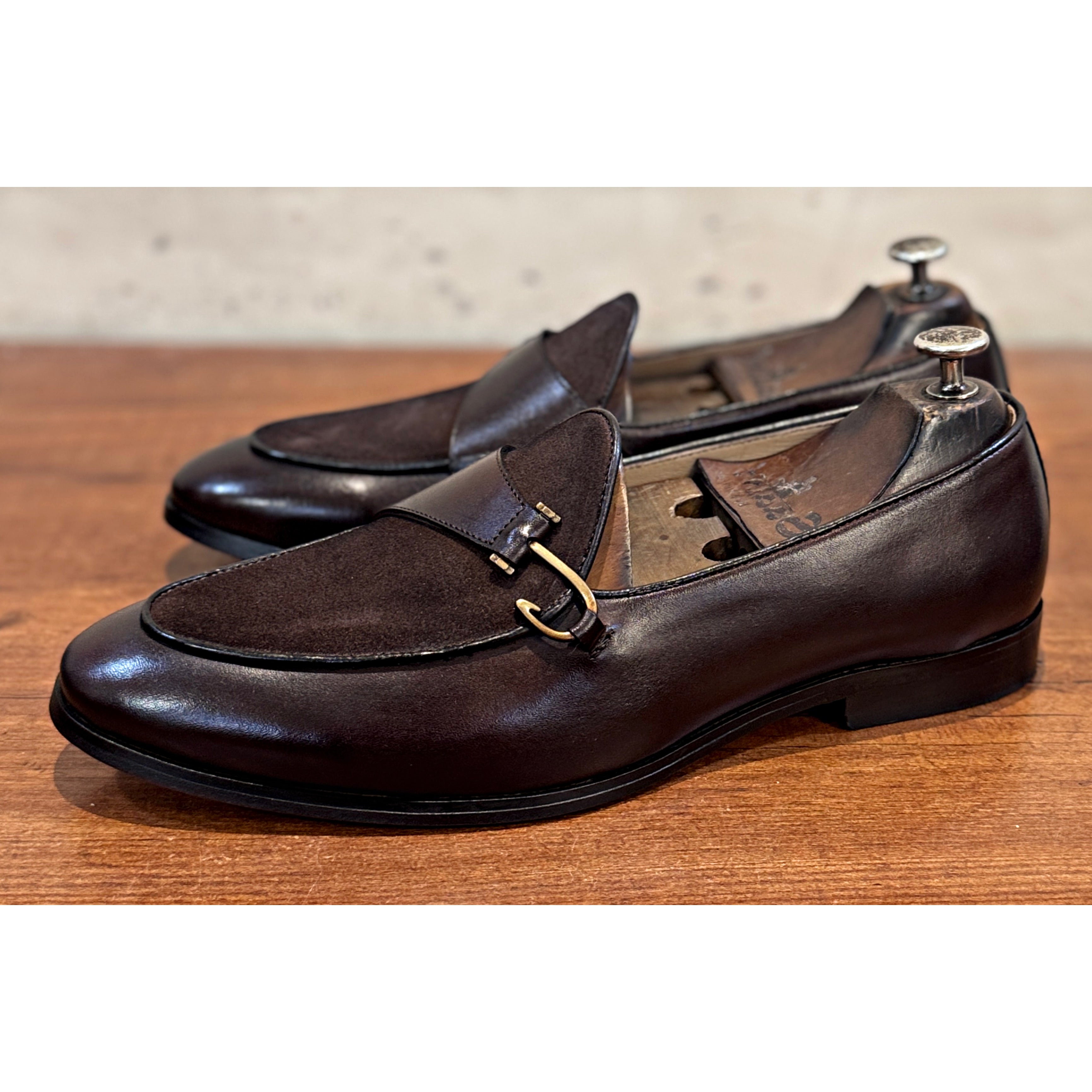 Cognac Suede Saddle Belgian Loafer