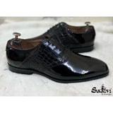 Black Patent Oxfords Croco