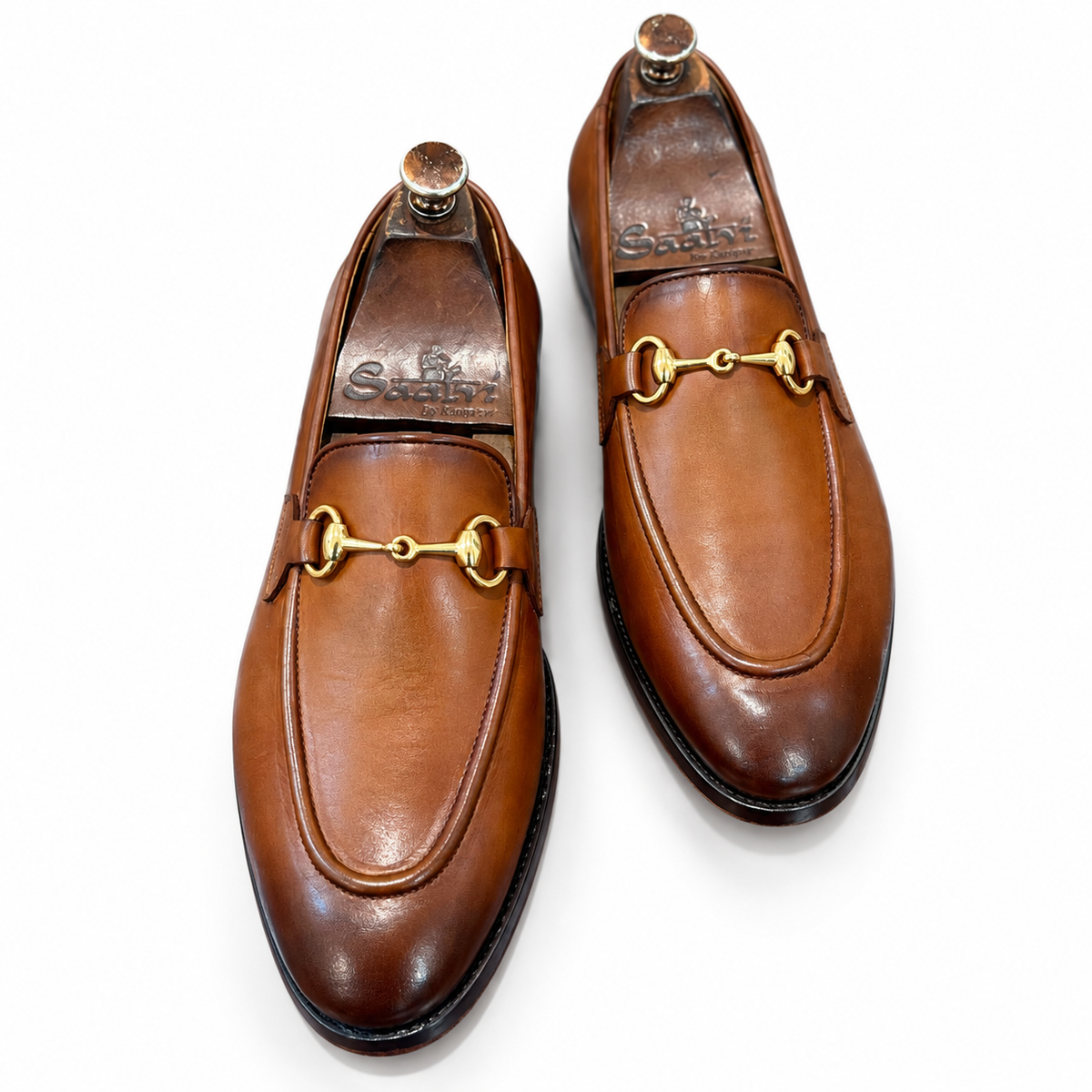 Cognac Royale Gold Horsebit Loafers