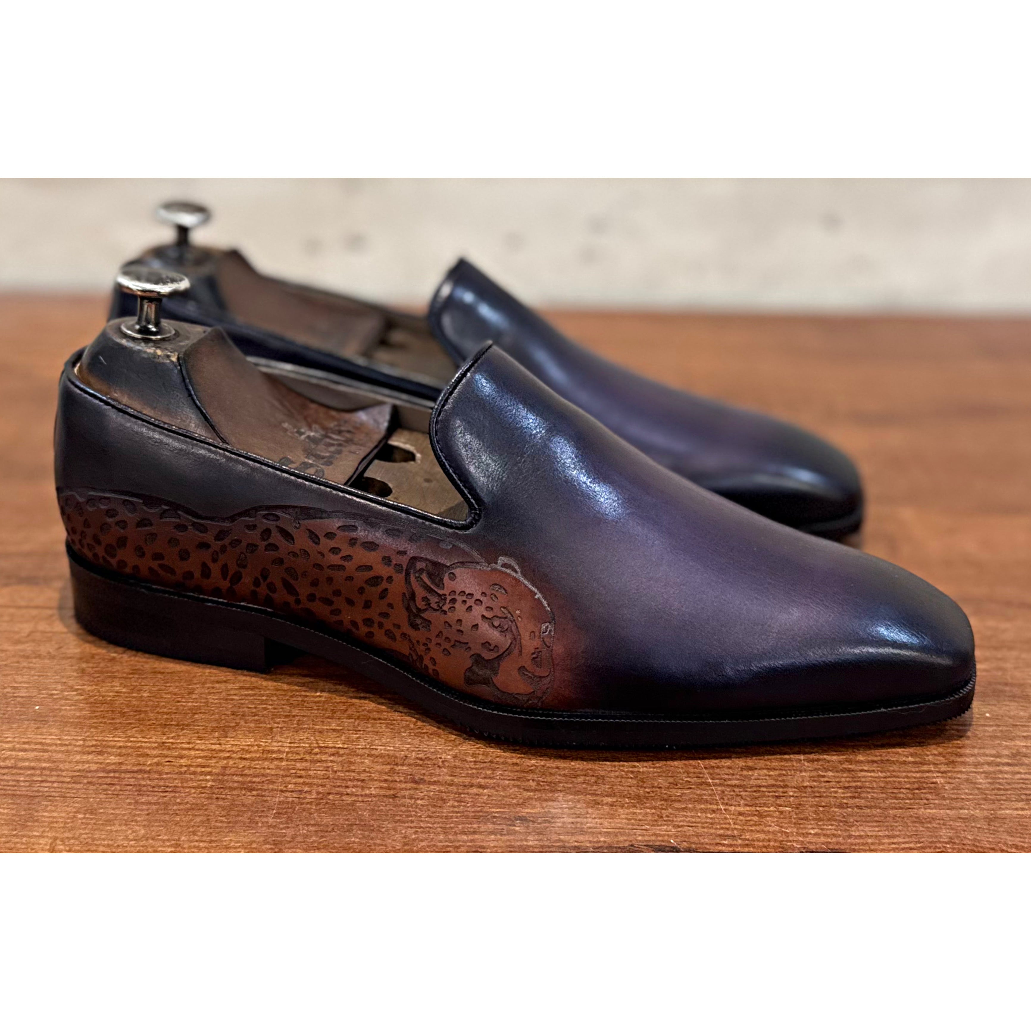 Blue Hand Patina Loafers Tiger