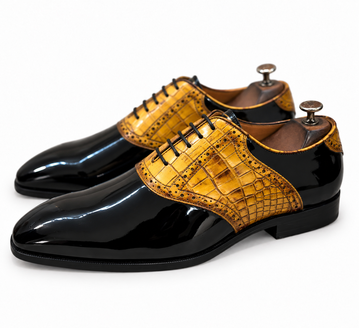 Noir Aureum Croco Oxfords