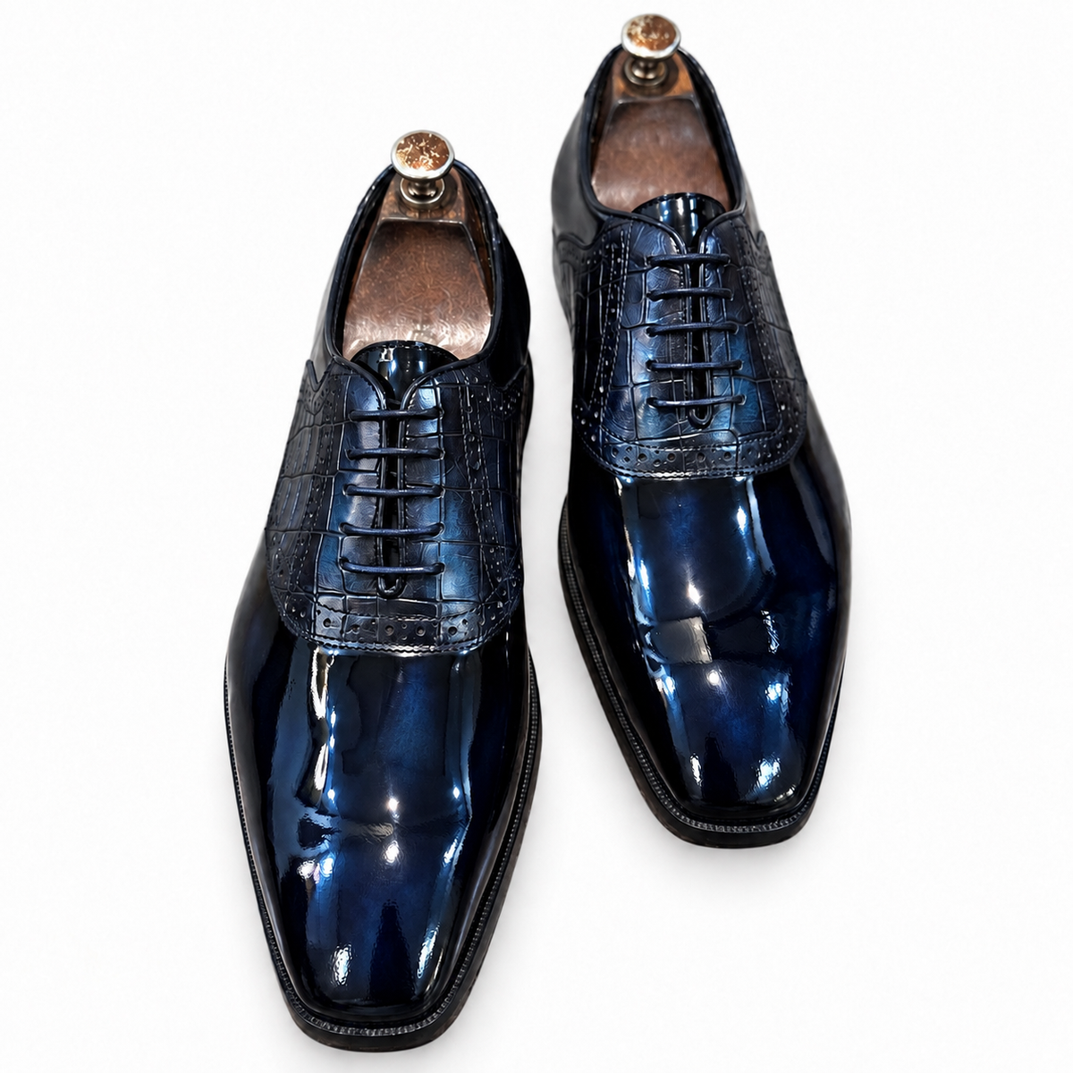 Noir Azure Croco Oxfords