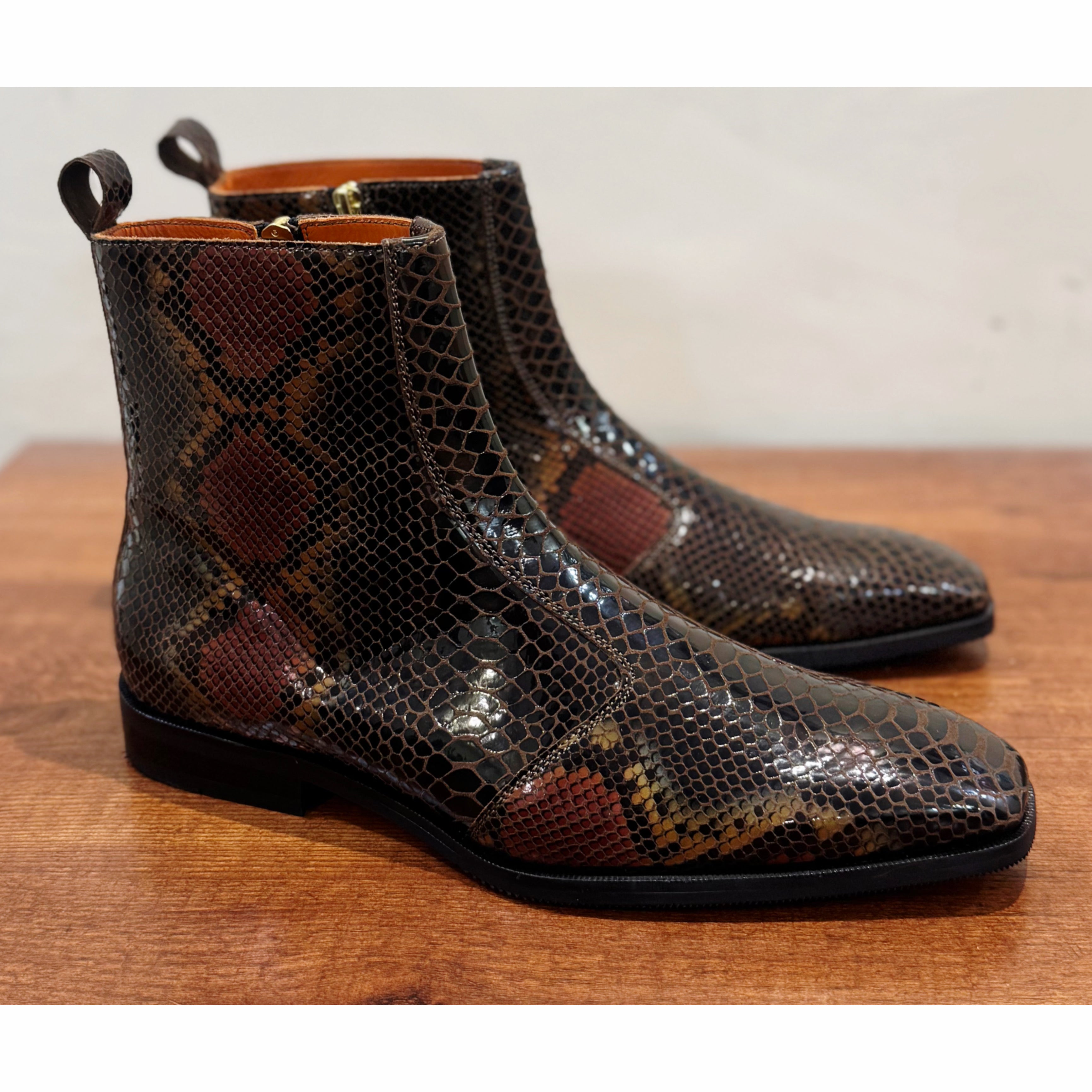 Brown Snake Foil Boots