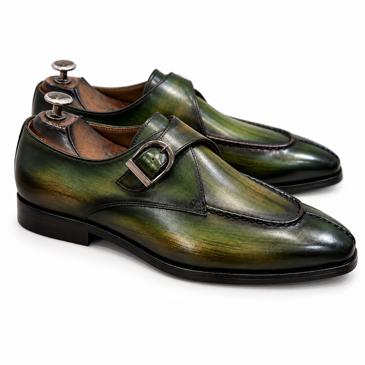 Verde Imperiale Patina Single Monk Shoes