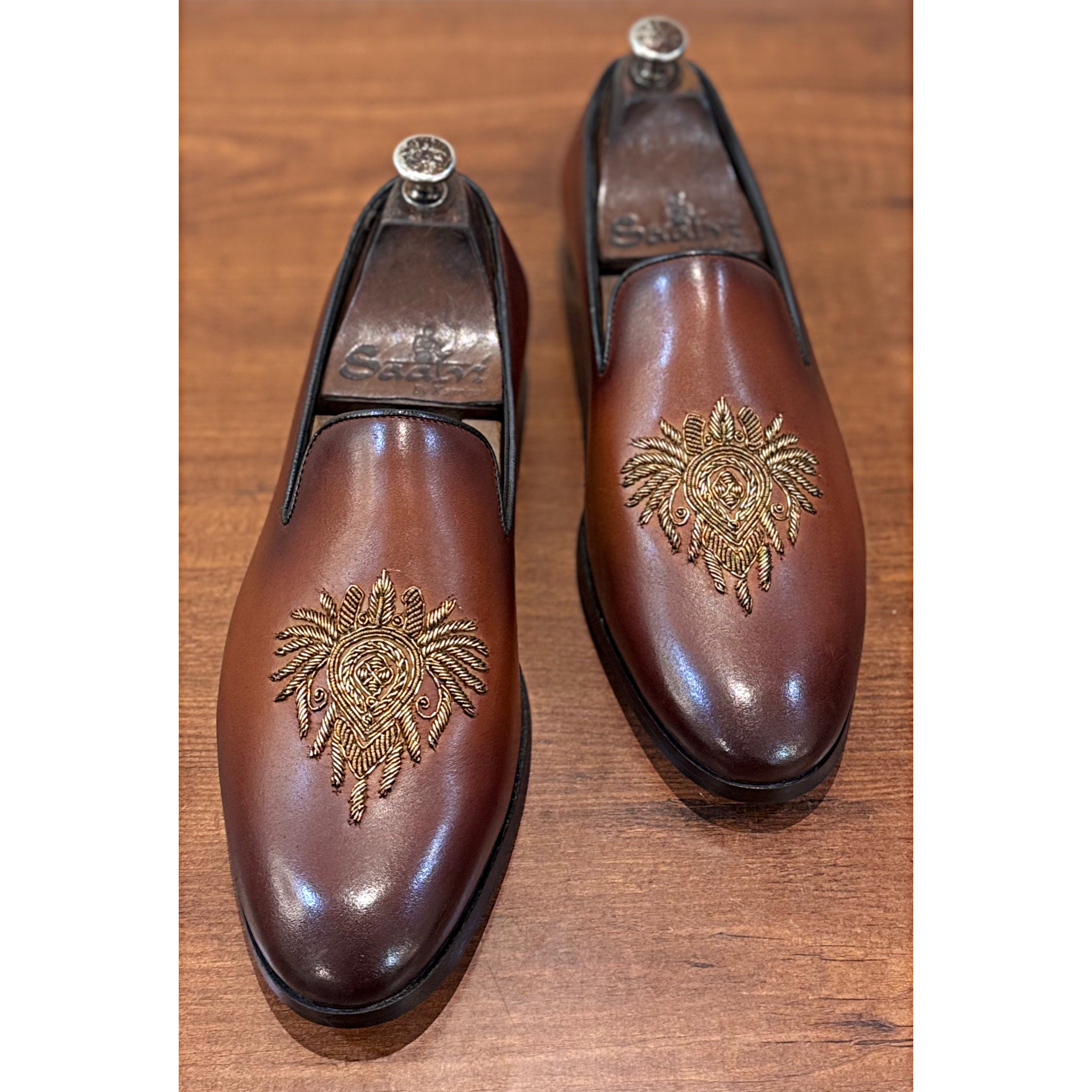 Aarambh - Embroidery Slipons Brown