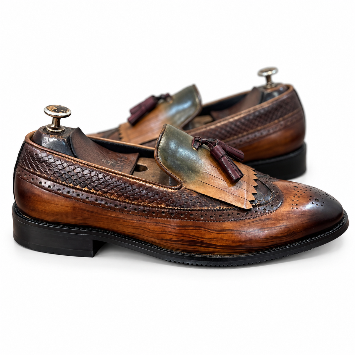 Cognac Heritage Croco Tassel Loafers