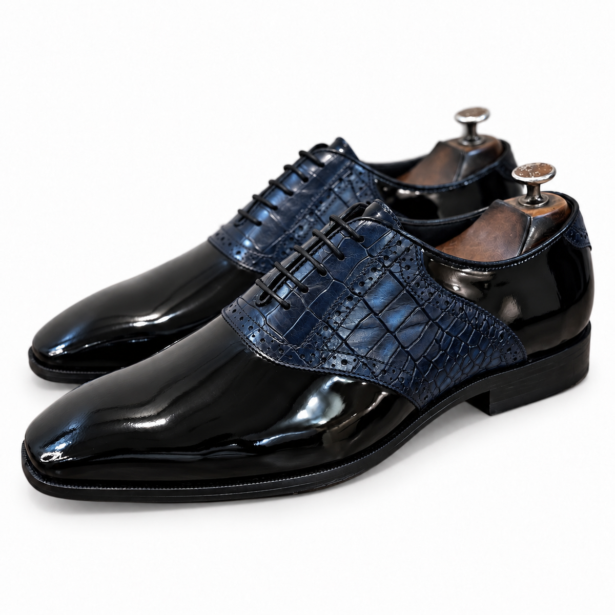 Noir Azure Croco Oxfords
