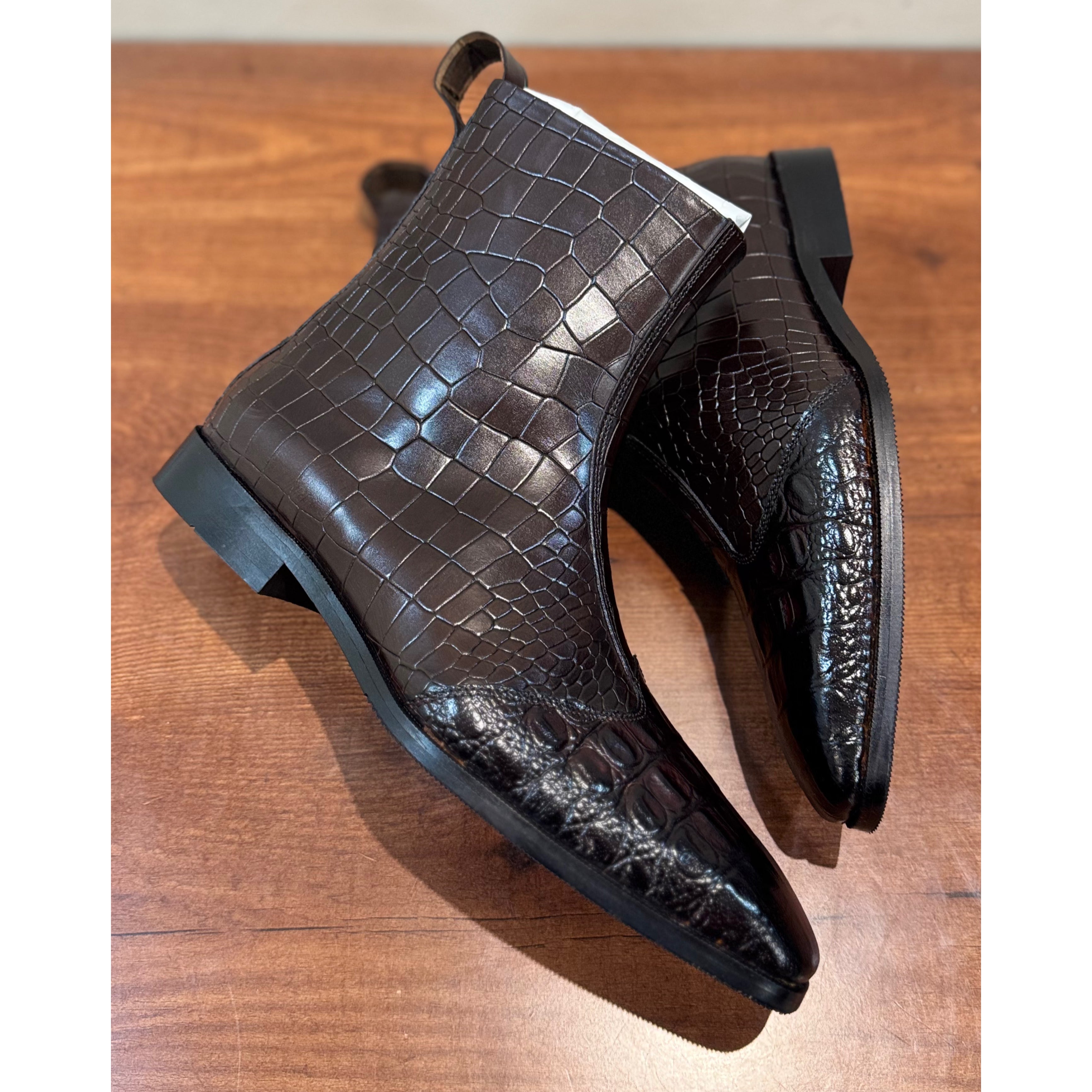 Brown Python Embossed Boots