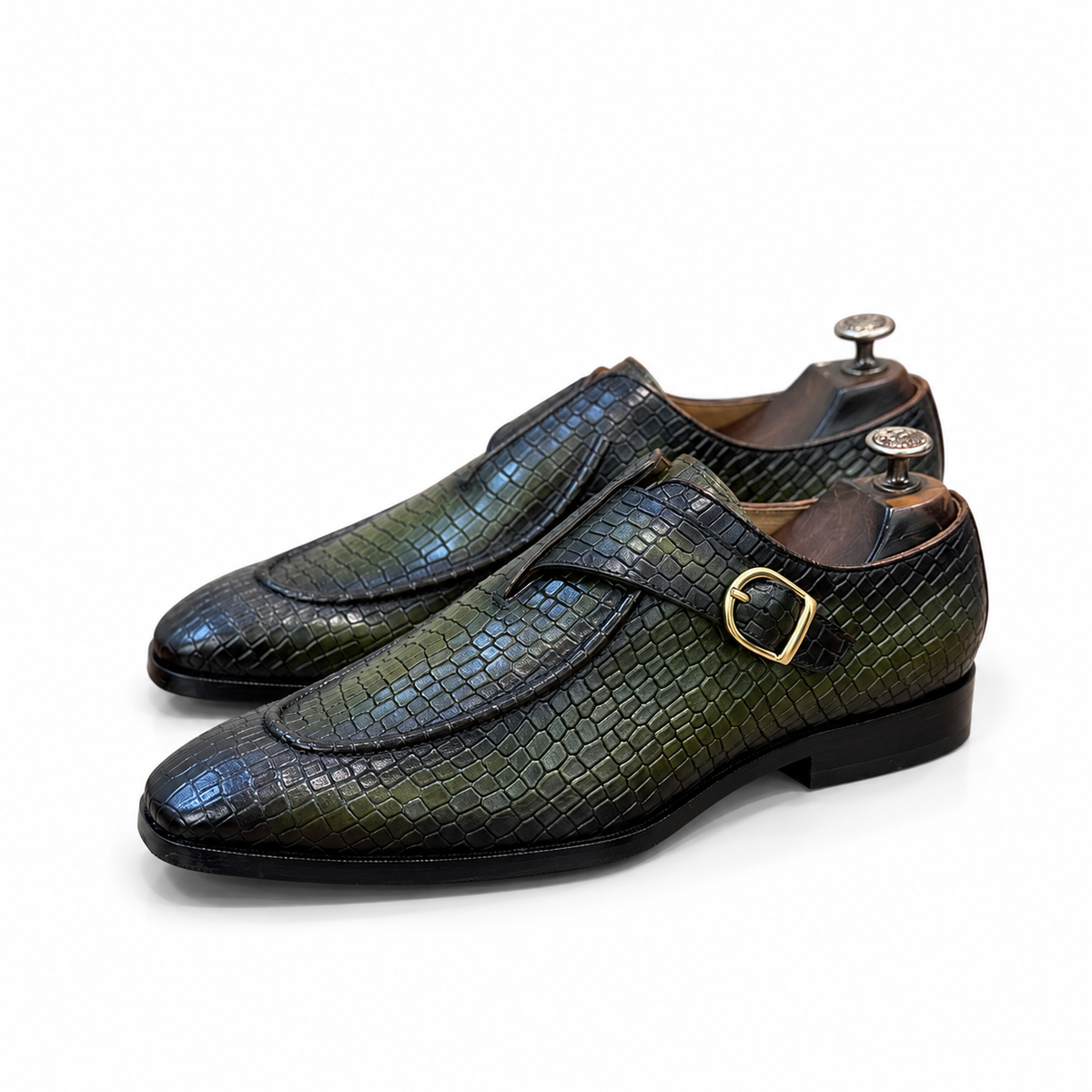 Saalvi Veridian Croc Monk Loafers