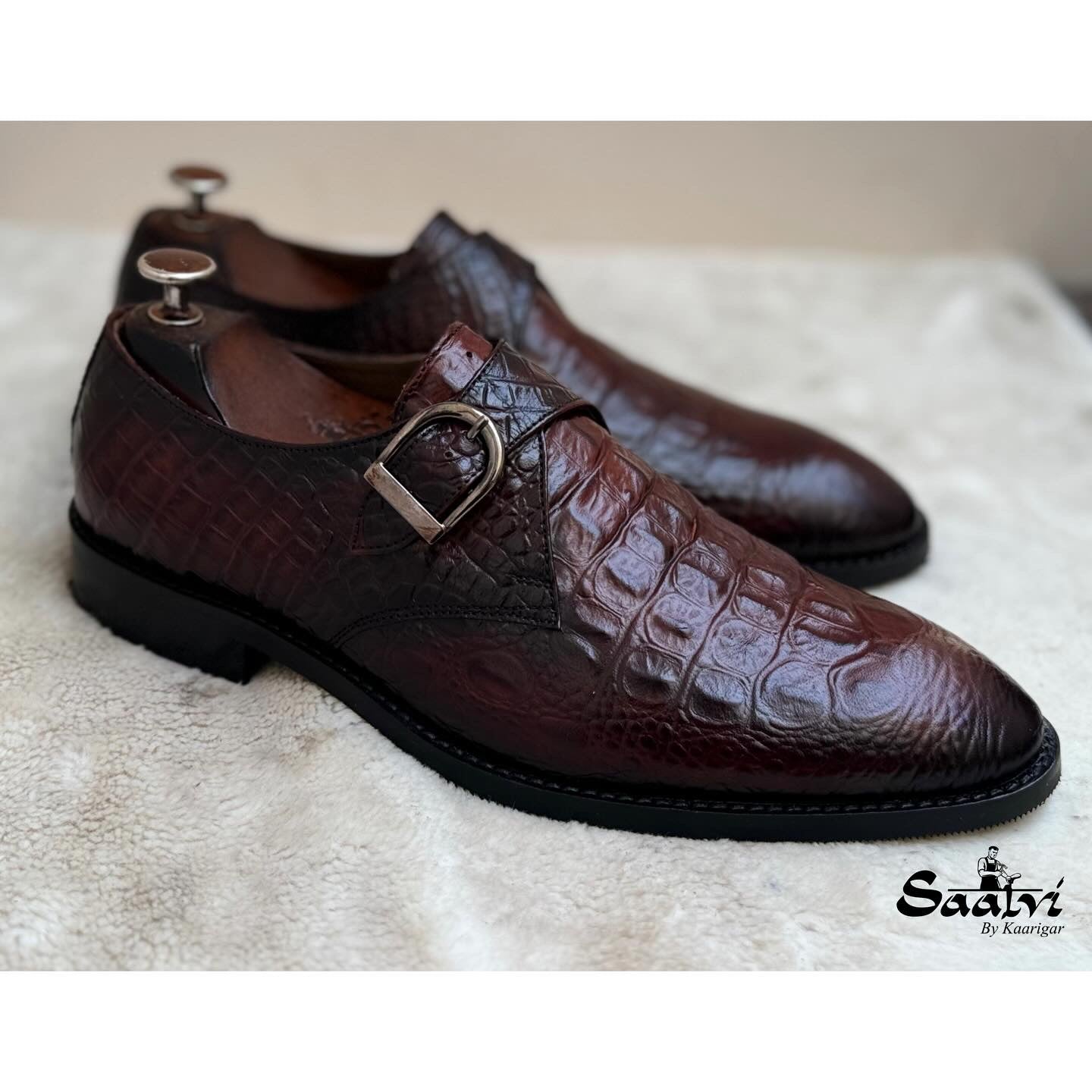 Single Monk Strap Croco Brown