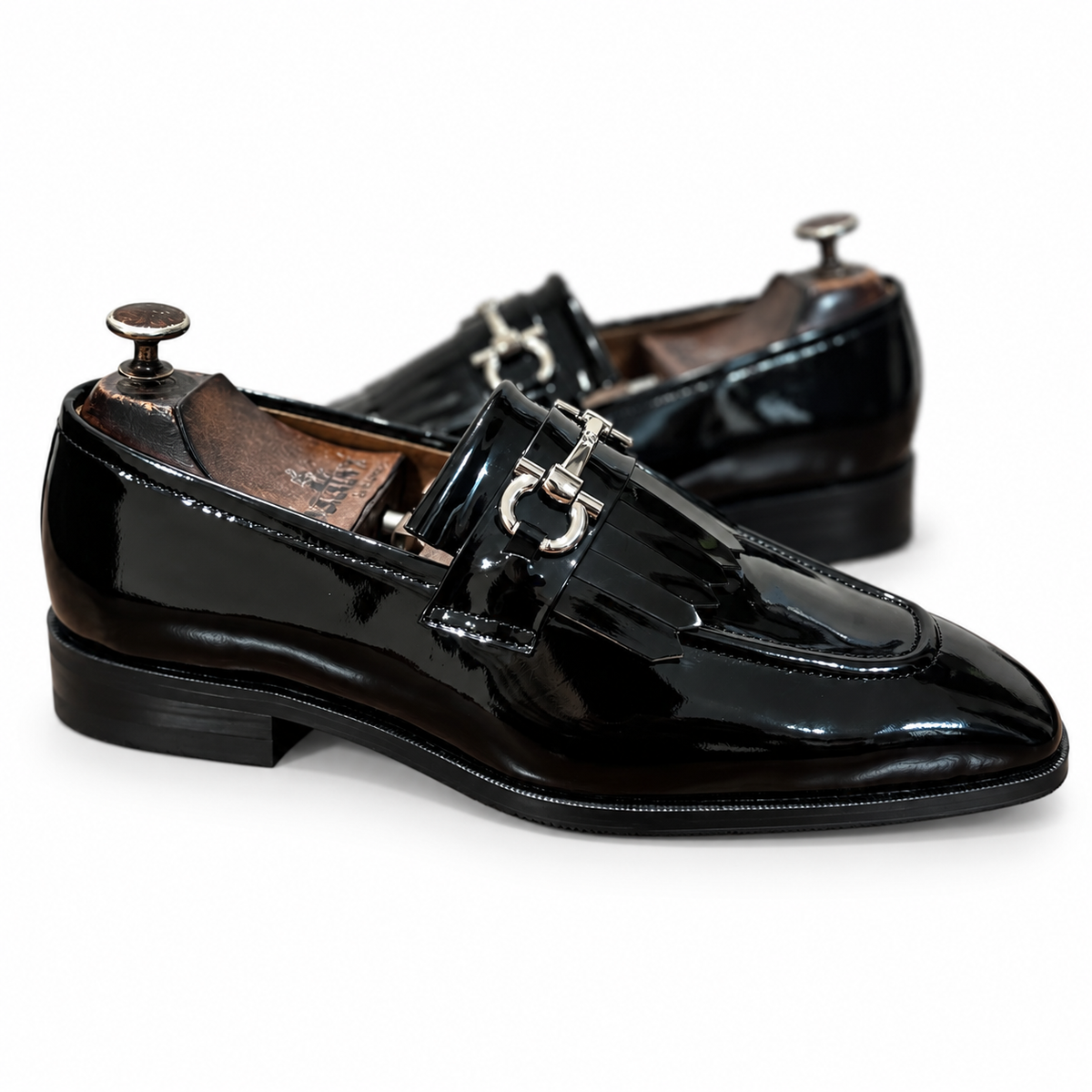 Noir Éclat Fringed Horsebit Loafers