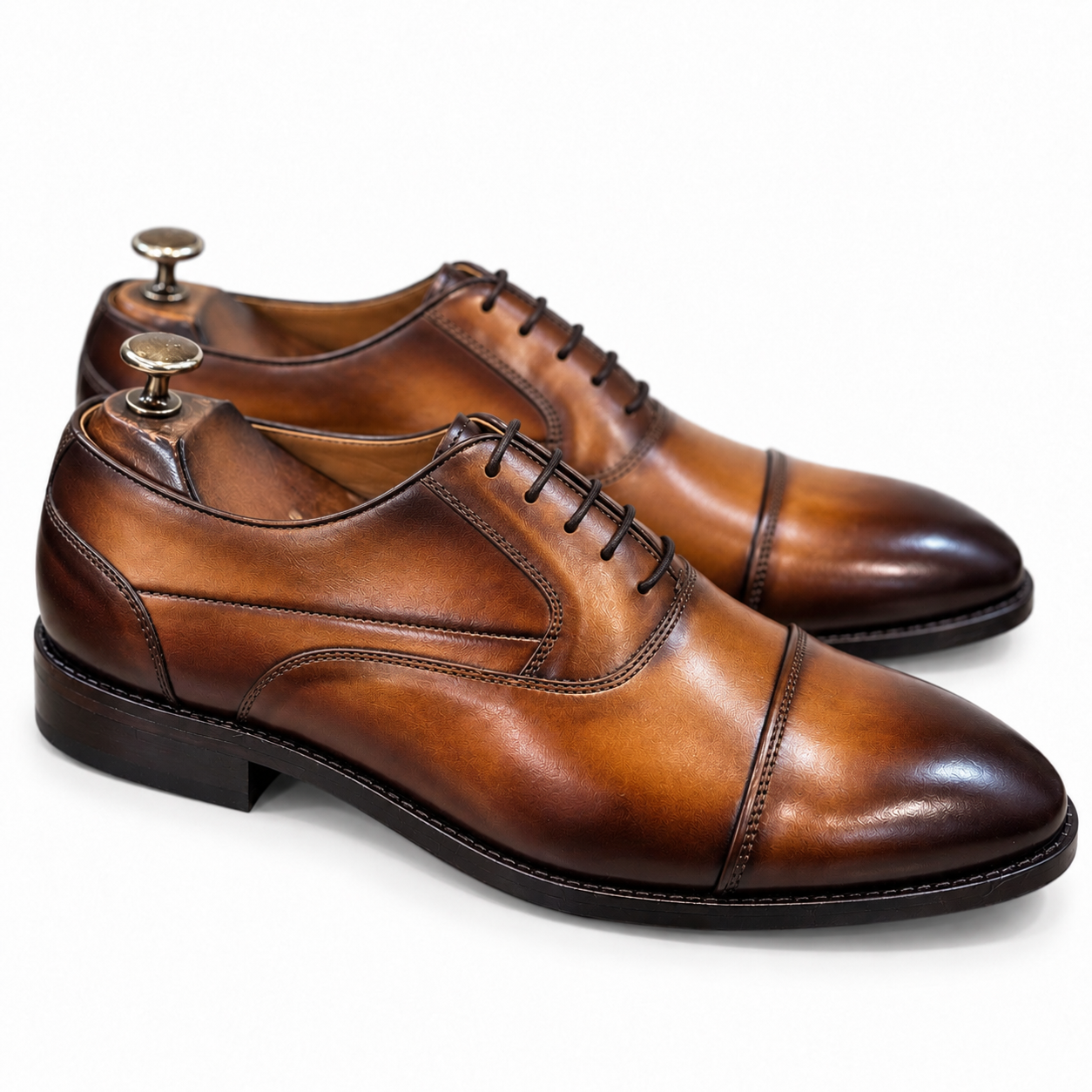 Cognac Brown Cap-Toe Oxford
