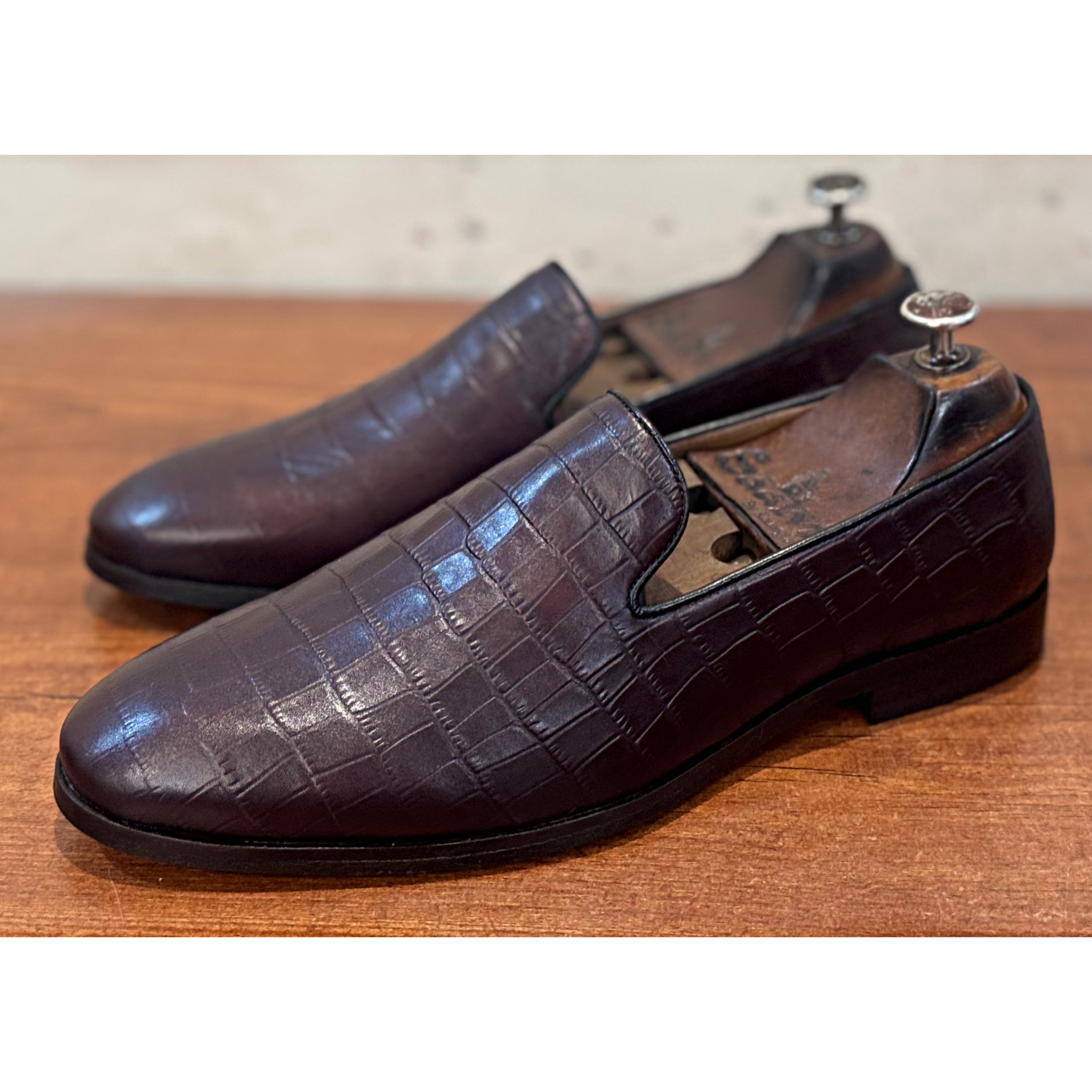 Brown Croco Loafers