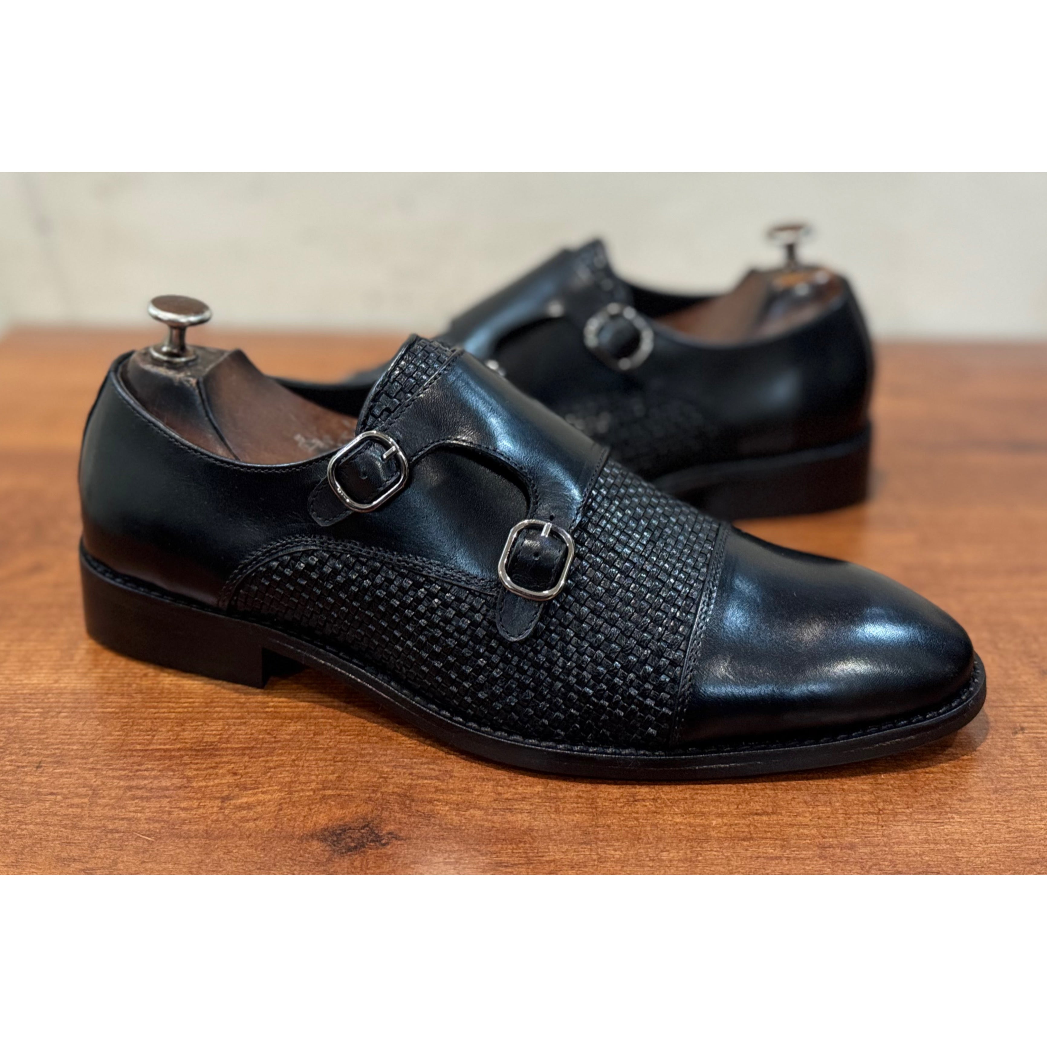 Black Double Monk Strap